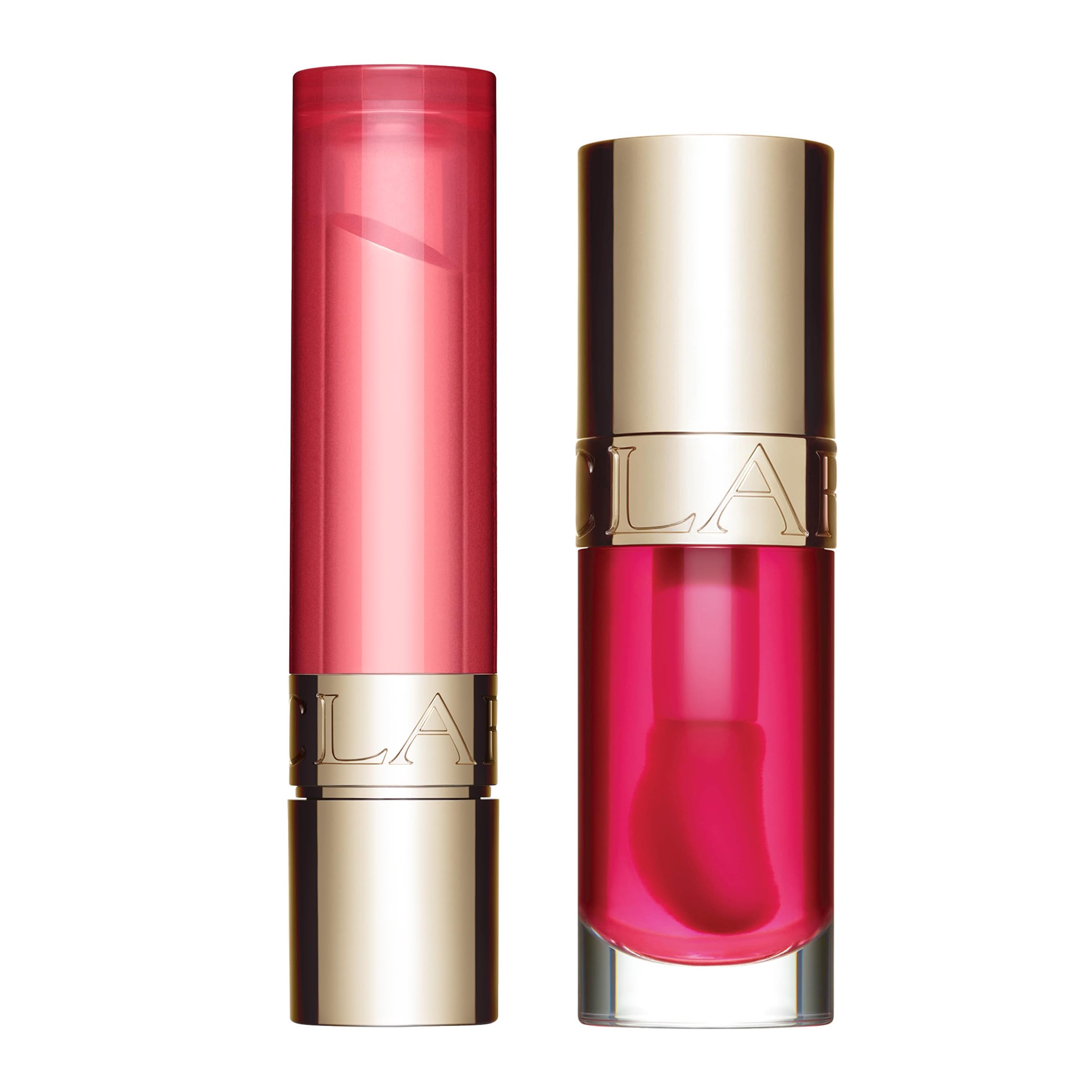 Clarins Lip Oil & Balm Set - 04 Pitaya Lip Oil & 02 Pitaya Lip Balm | Hydrating, High Shine & Plumping Lip Care | Sheer Natural Finish with Peptides | Perfect for Daily Moisture & Nighttime Lip Treatment | Great Gift for Women