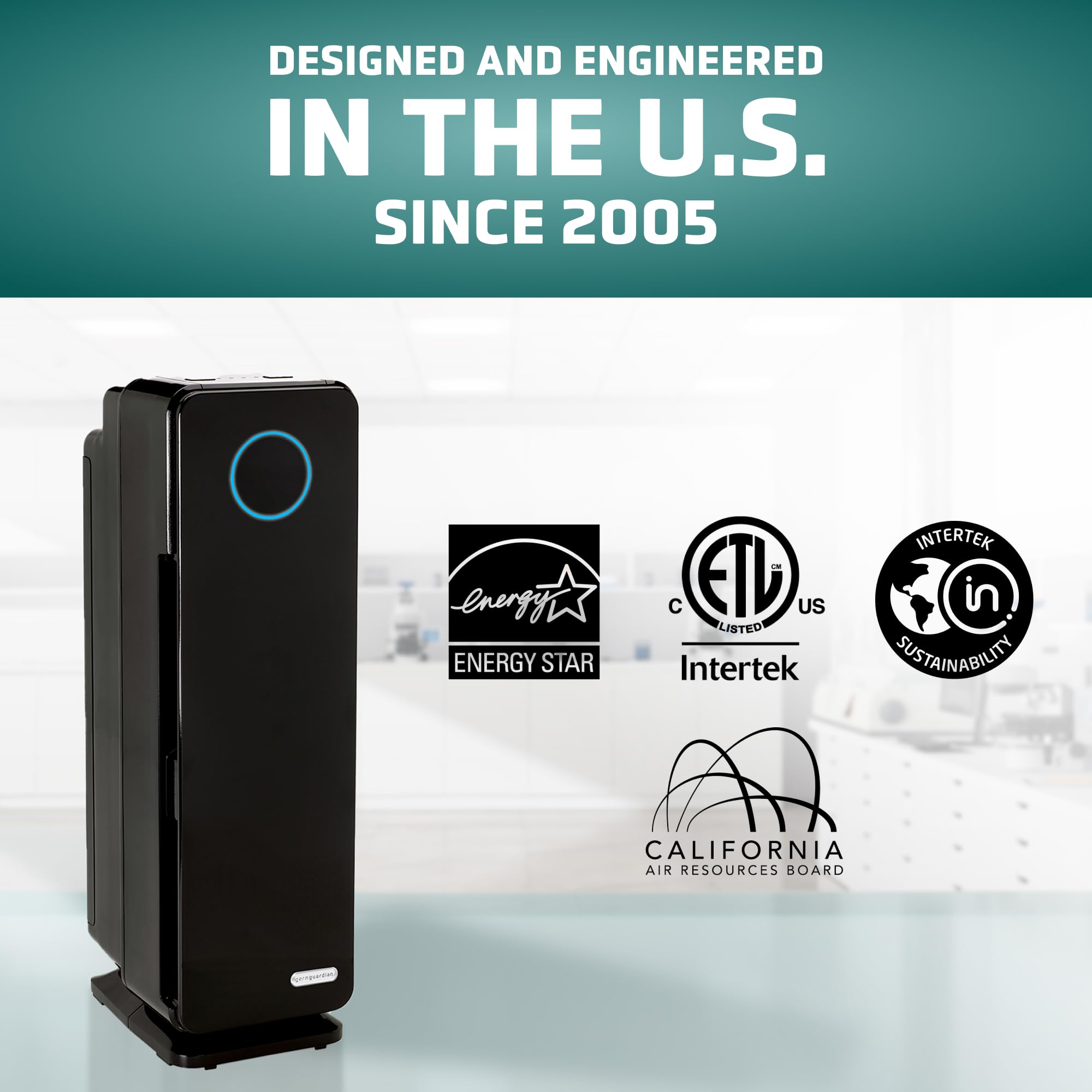 GermGuardian AC4300BPTCA 5-in-1 HEPA Air Purifier for Home & Pets - UV-C Light, 743 Sq. Ft Coverage, 22