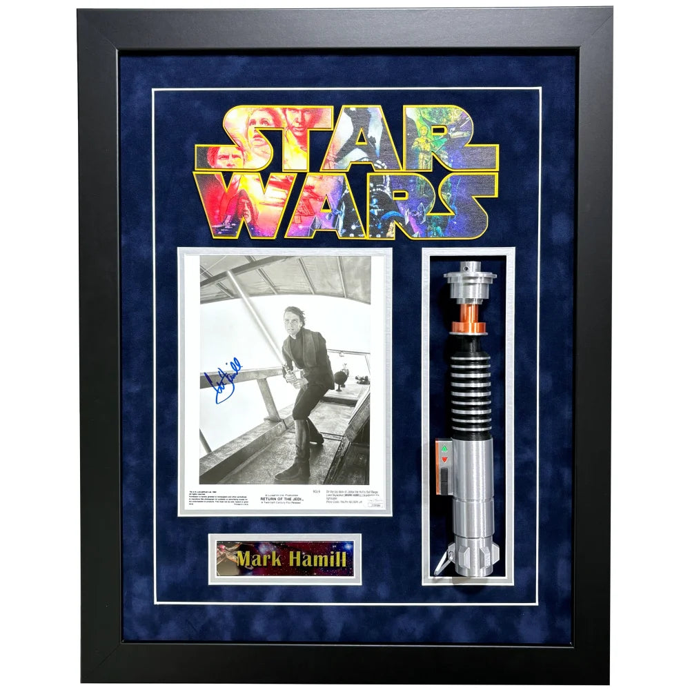Mark Hamill Autographed Star Wars 8x10 Photo - Framed Collectible with JSA COA & Lightsaber Signature - Perfect for Star Wars Fans, Home Theater Decor & Memorabilia Displays
