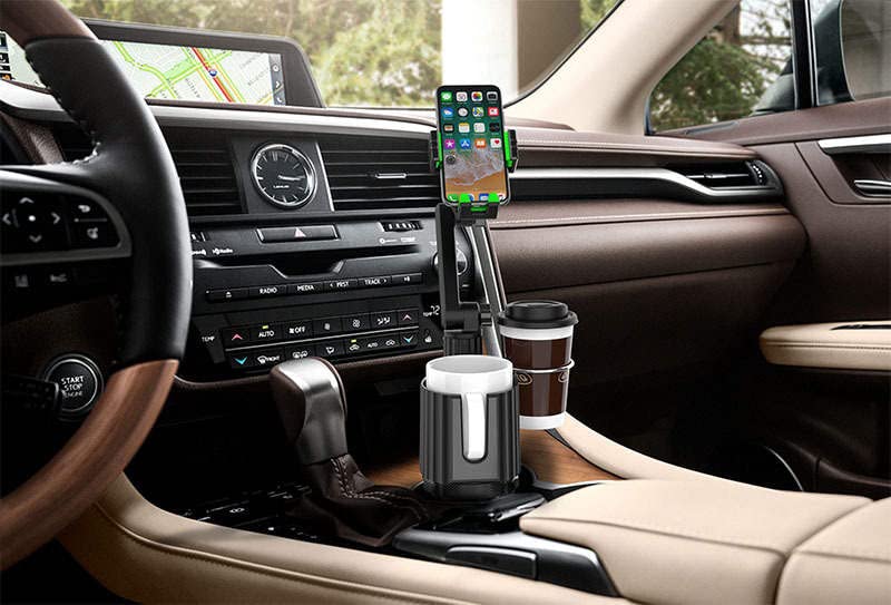 360° Adjustable Car Cup Holder Phone Mount - Universal Cell Phone Holder for iPhone, Galaxy & All Smartphones - Perfect for Hands-Free Driving, GPS Navigation & Safe Travel