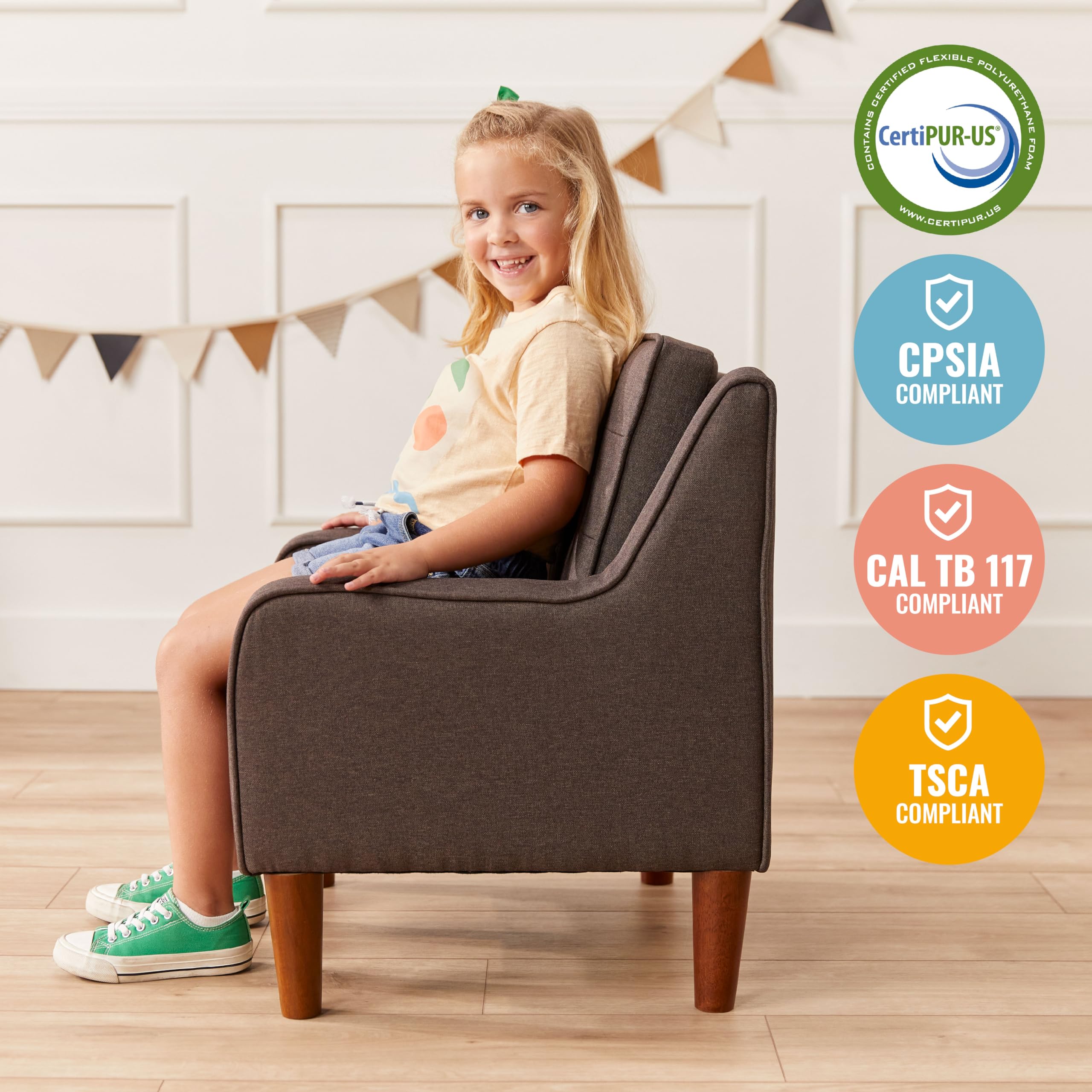 ECR4Kids Frankie Kids Arm Chair - Sturdy & Comfortable Children's Furniture in Raisin Color - Perfect for Playrooms, Classrooms & Bedrooms