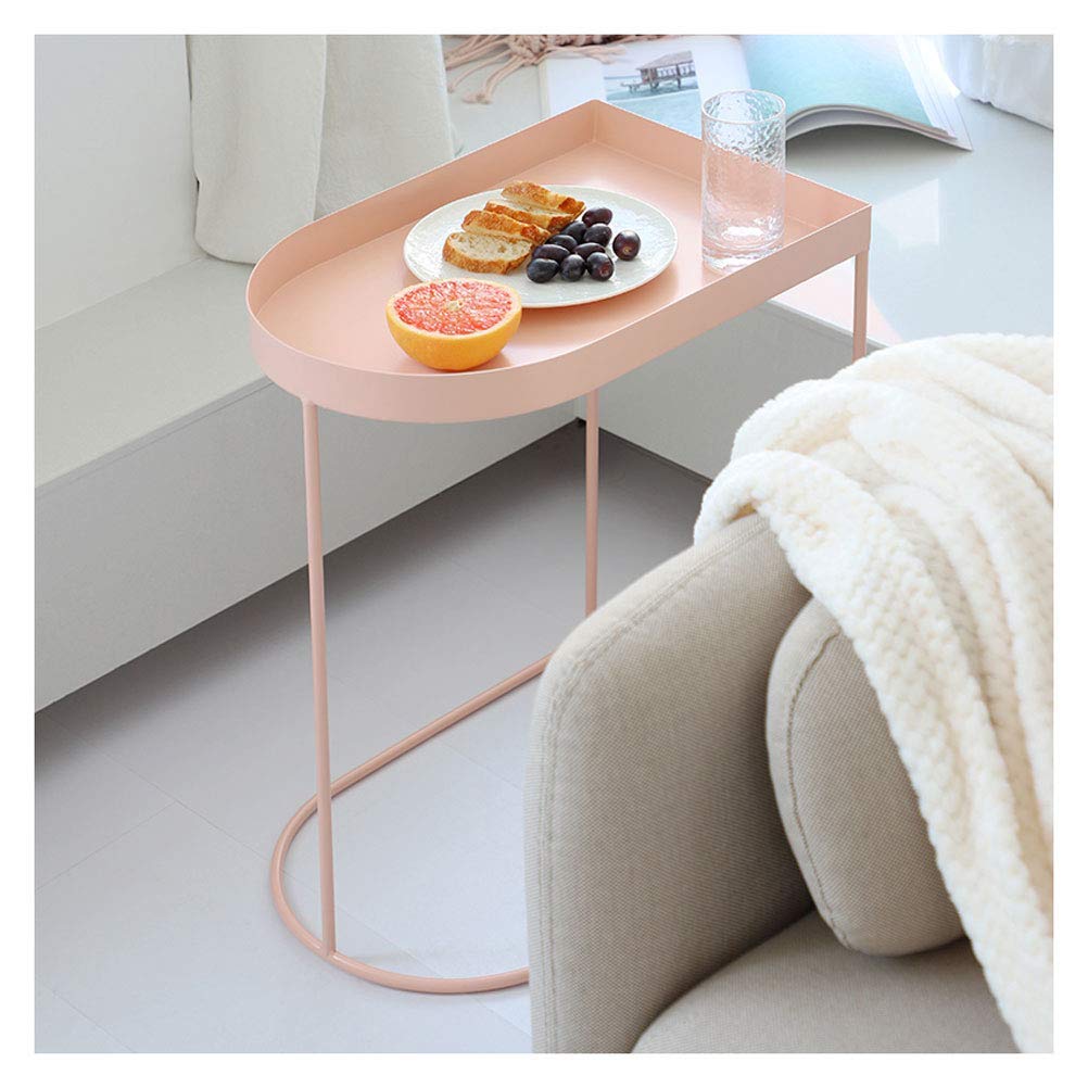 Modern Pink Metal Bedside Table - Small Nightstand with Storage Shelf for Bedroom, Living Room, Coffee & Laptop Use - Creative End Table for Home Office & Snack Organization