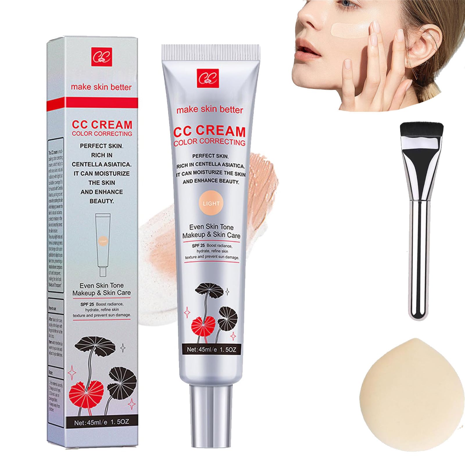 Tsunamyst CC Cream - Korean Color Changing CC Cream with SPF 25 | Lightweight Foundation, Tone Correcting & Sun Protection | Perfect for Daily Makeup & Natural Look