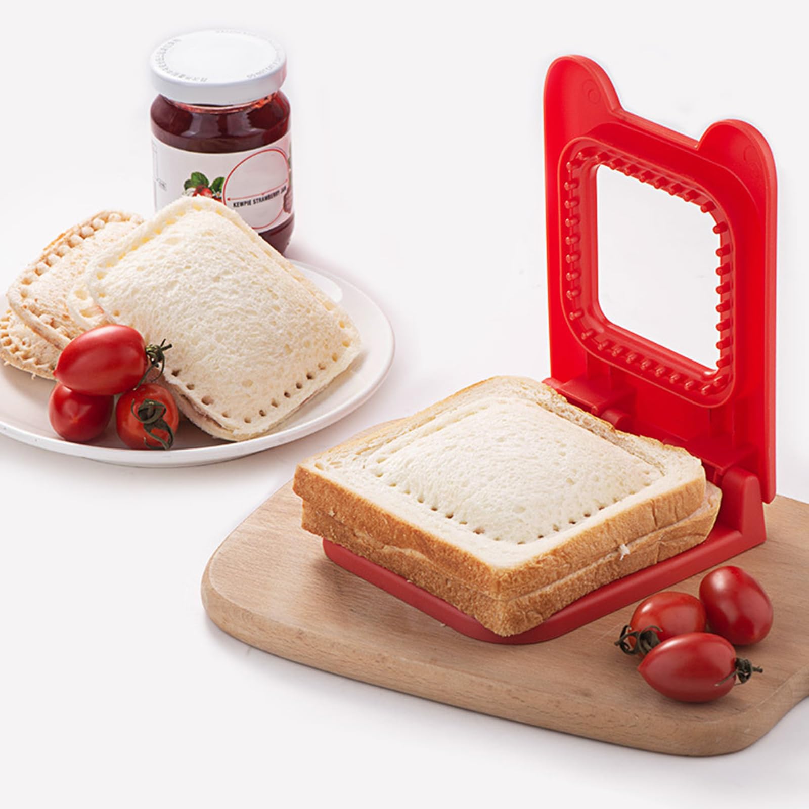 Best Sandwich Cutter and Sealer - Square Breakfast Sandwich Maker for Kids Lunch, Uncrustables DIY Sandwich Maker Tool (Red) - Perfect for School Lunches, Picnics, and Quick Snacks
