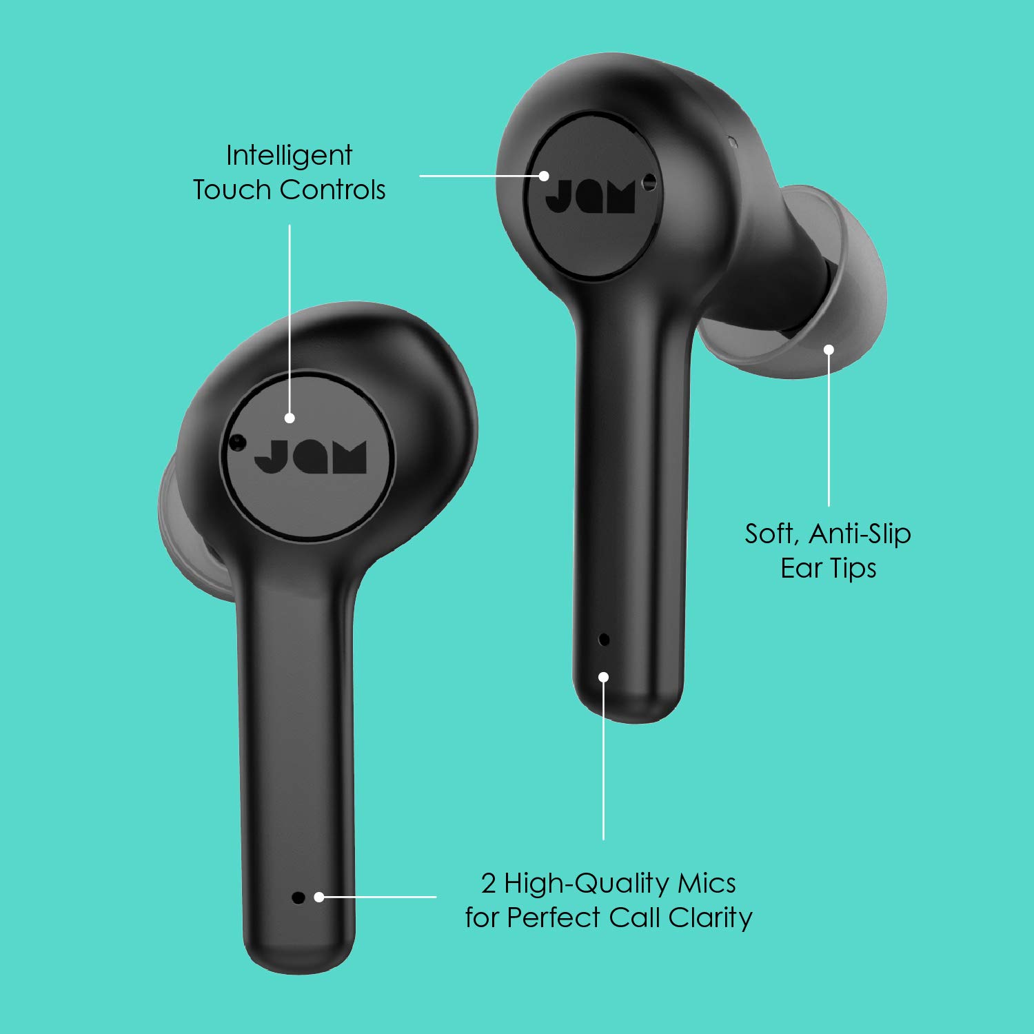 JAM TWS Active Noise Cancelling ANC True Wireless Earbuds with USB-C Charger - Bluetooth Headphones for Workout, Travel & Commuting