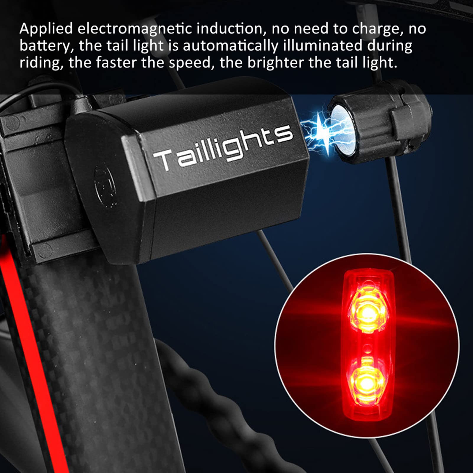 Electromagnetic Induction Tail Light - Mini Rear Safety Flashlight for Bikes, Motorcycles & Scooters - Perfect for Night Riding, Commuting & Outdoor Adventures