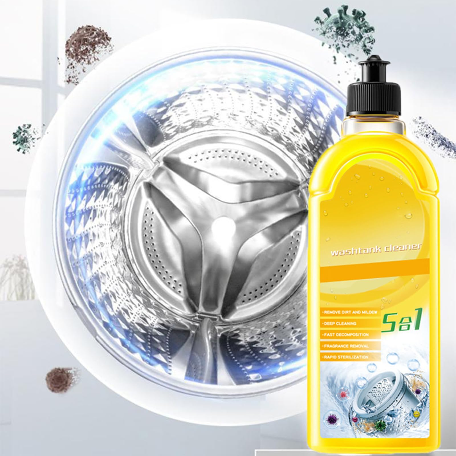 Household Essentials Washing Machine Cleaner - Deep Cleaning Detergent for Front Load & Top Load HE Washers | Removes Mold, Odor & Residue | Perfect for Laundry Day Maintenance