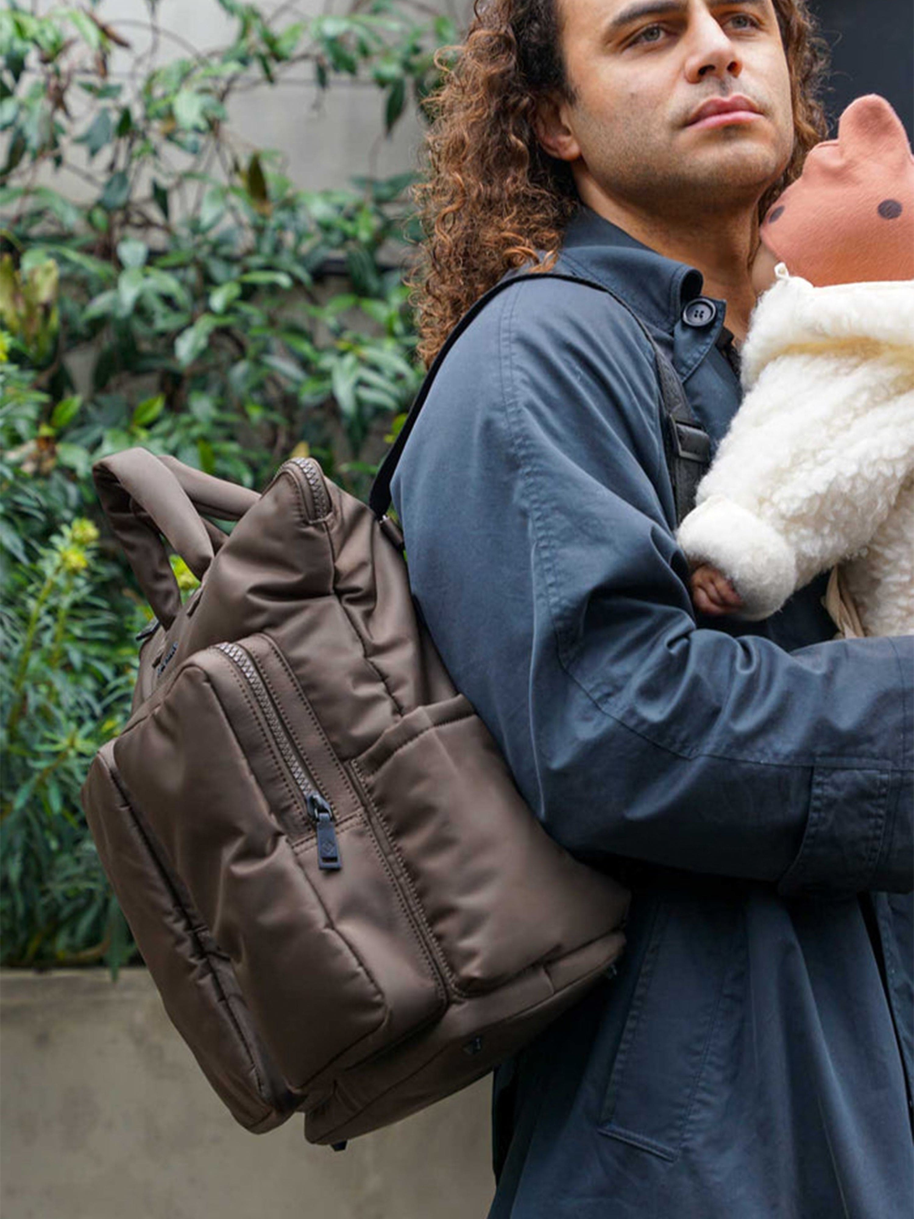Baby Ozzy Changing Tote & Backpack - Brown Diaper Bag (34cm) for Newborns & Toddlers | Perfect for Travel, Daycare & On-the-Go Parents