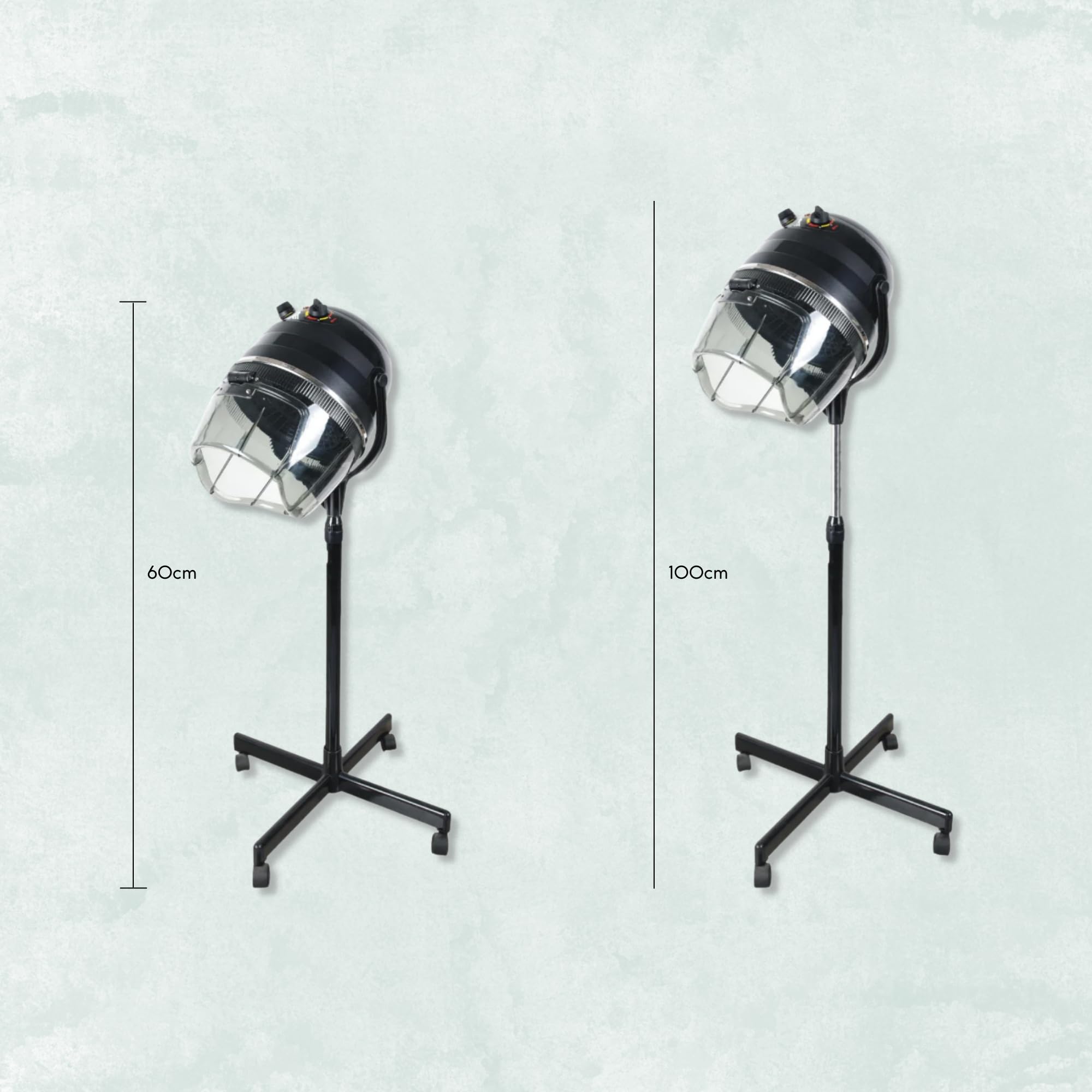 AURA LIVING Professional Adjustable Hooded Floor Hair Bonnet Dryer - Stand Hair Dryer with 5 Omni-Directional Wheels & Stable Base for Salon & Home Use - Perfect for Styling, Drying & Hair Treatments