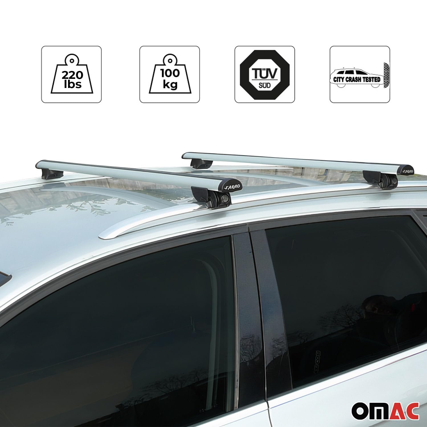 OMAC 220 Lbs Capacity Aluminum Roof Rack for Mercedes E Class S213 Wagon (2017-2023) - Durable Gray Luggage Carrier | Perfect for Road Trips, Camping & Outdoor Adventures