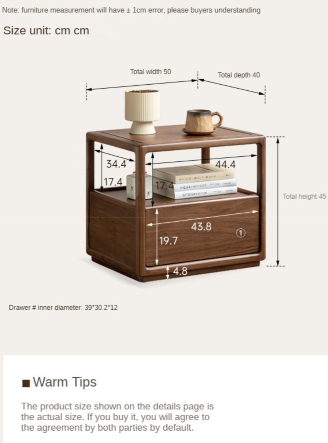 Premium Black Walnut Solid Wood Nightstand with Locking Storage | Modern Bedside Table for Bedroom, Living Room & Office | Durable Wooden Cabinet with Secure Drawer