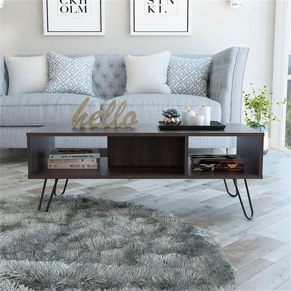 Modern Espresso Engineered Wood Coffee Table - Trent Home Contemporary Living Room Furniture for Small Spaces & Apartments