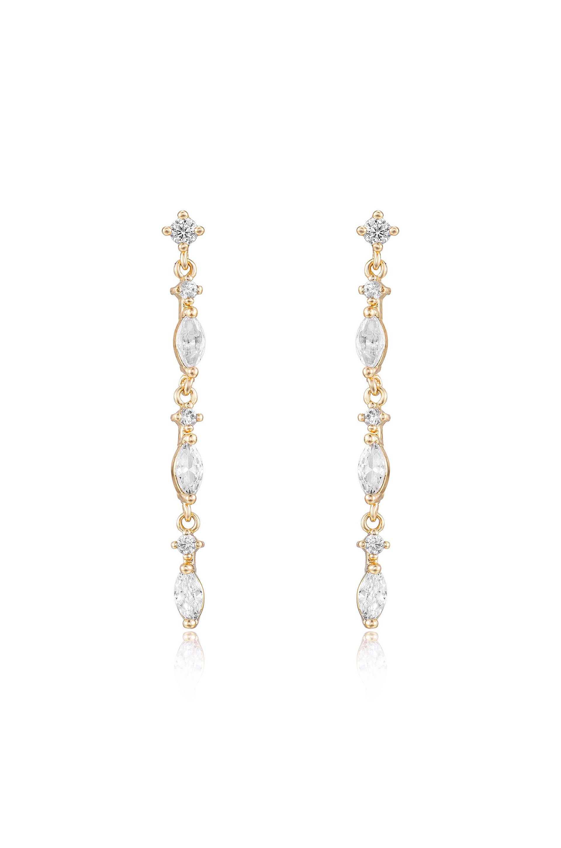 Elegant Linear Crystal Drop Earrings for Women - Sparkling Dangle Earrings for Party, Wedding & Evening Events | Hypoallergenic Fashion Jewelry Gift