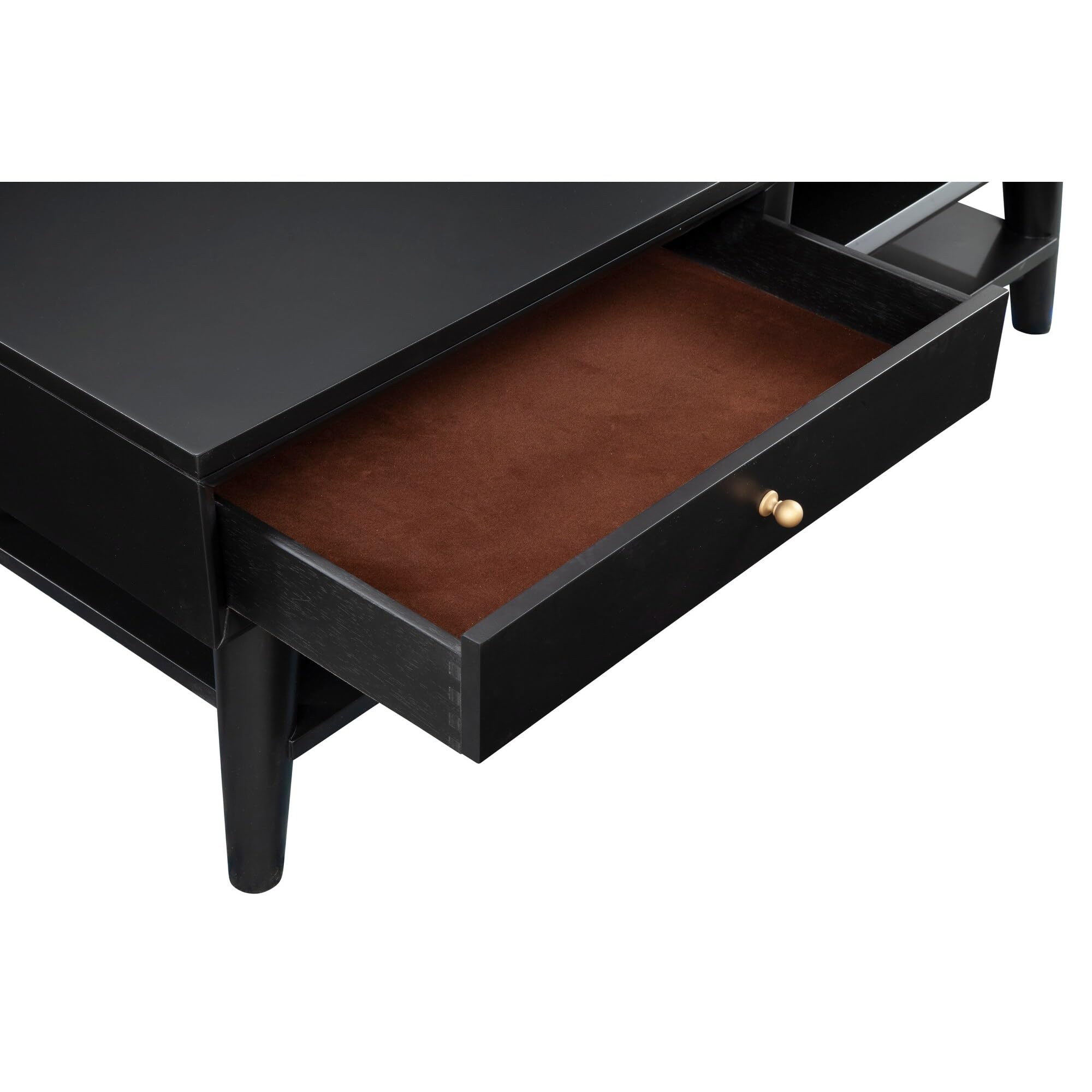 Alpine Furniture Flynn Coffee Table - Modern Black Wooden Living Room Table for Home Decor, Perfect for Living Room, Lounge & Office Use