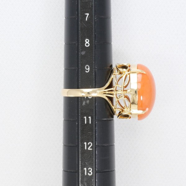 18K Yellow Gold Coral Ring for Women - Elegant Handmade Jewelry Gift for Birthday, Anniversary & Wedding - Perfect for Beach Vacations & Boho Fashion
