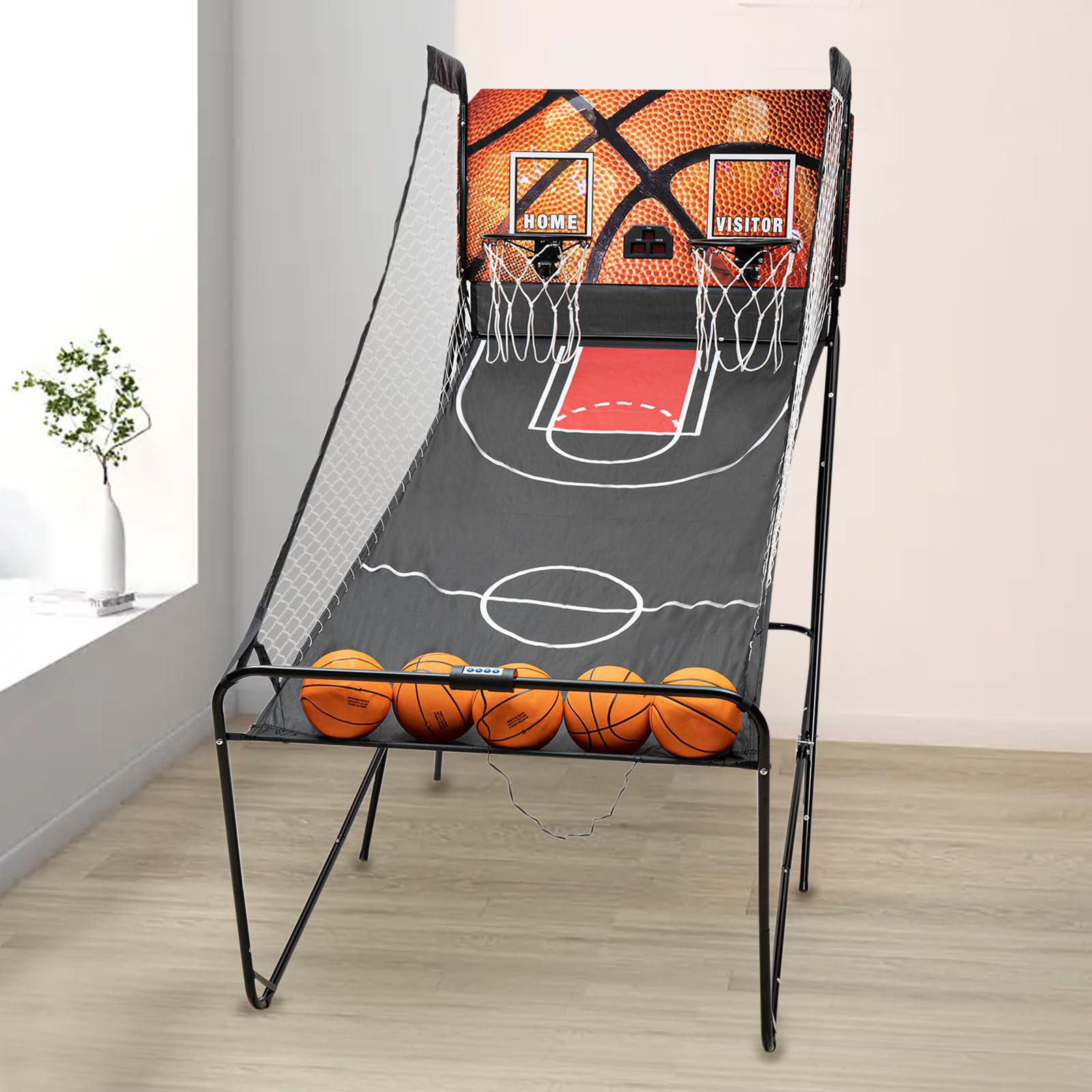 Dual Shot Foldable Indoor Basketball Arcade Game with LED Digital Scoreboard & Timer - 5 Balls & Pump Included - Perfect for Kids & Teens - Fun for Home, Game Rooms & Birthday Parties