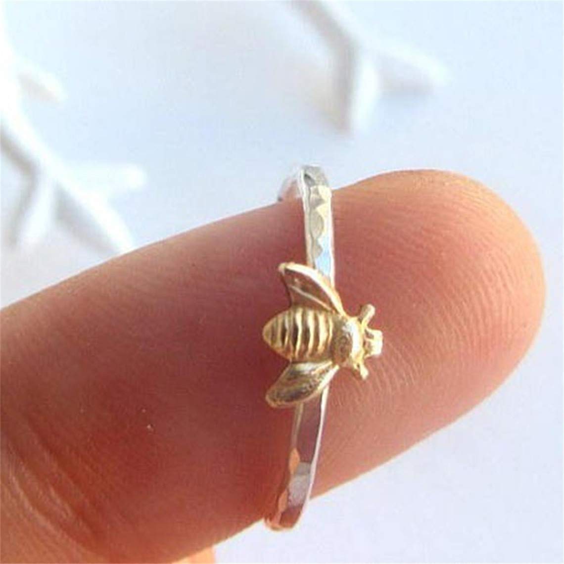Cute Gold Honey Bee Ring for Women - Wedding Band & Lucky Jewelry for Daily Wear