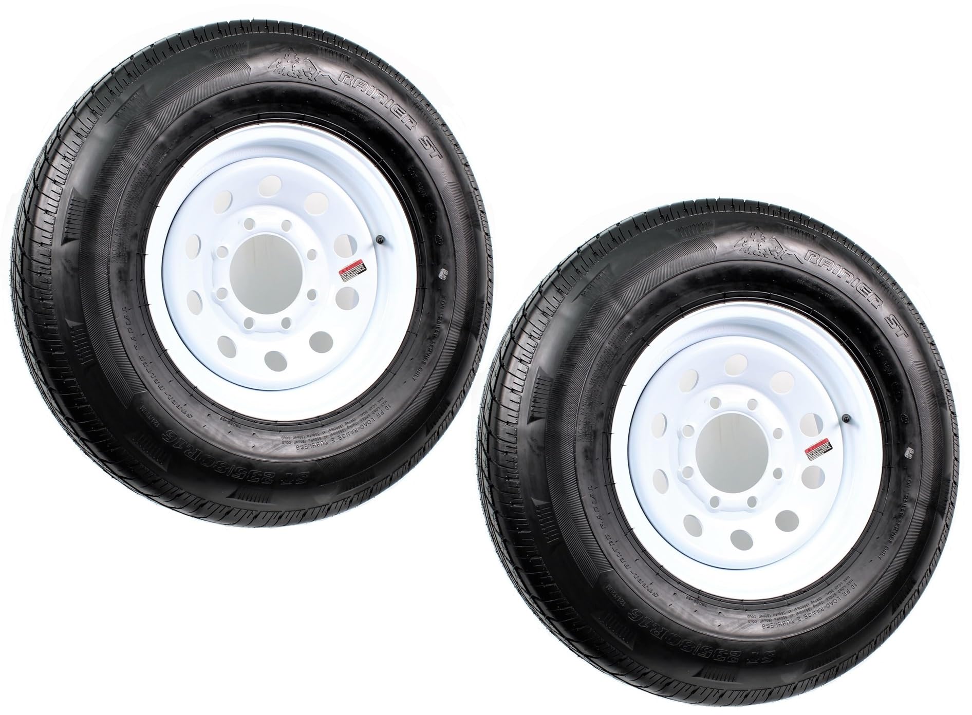 2-Pack eCustomrim Radial Trailer Tires with White Rims ST235/80R16 Load Range E - 8 Lug 6.5
