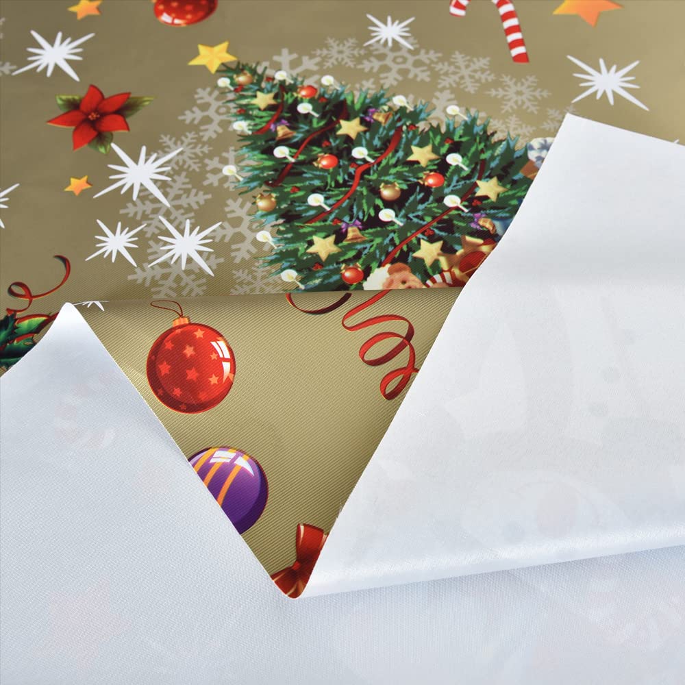 Premium Gold Vinyl Christmas Tablecloth 54