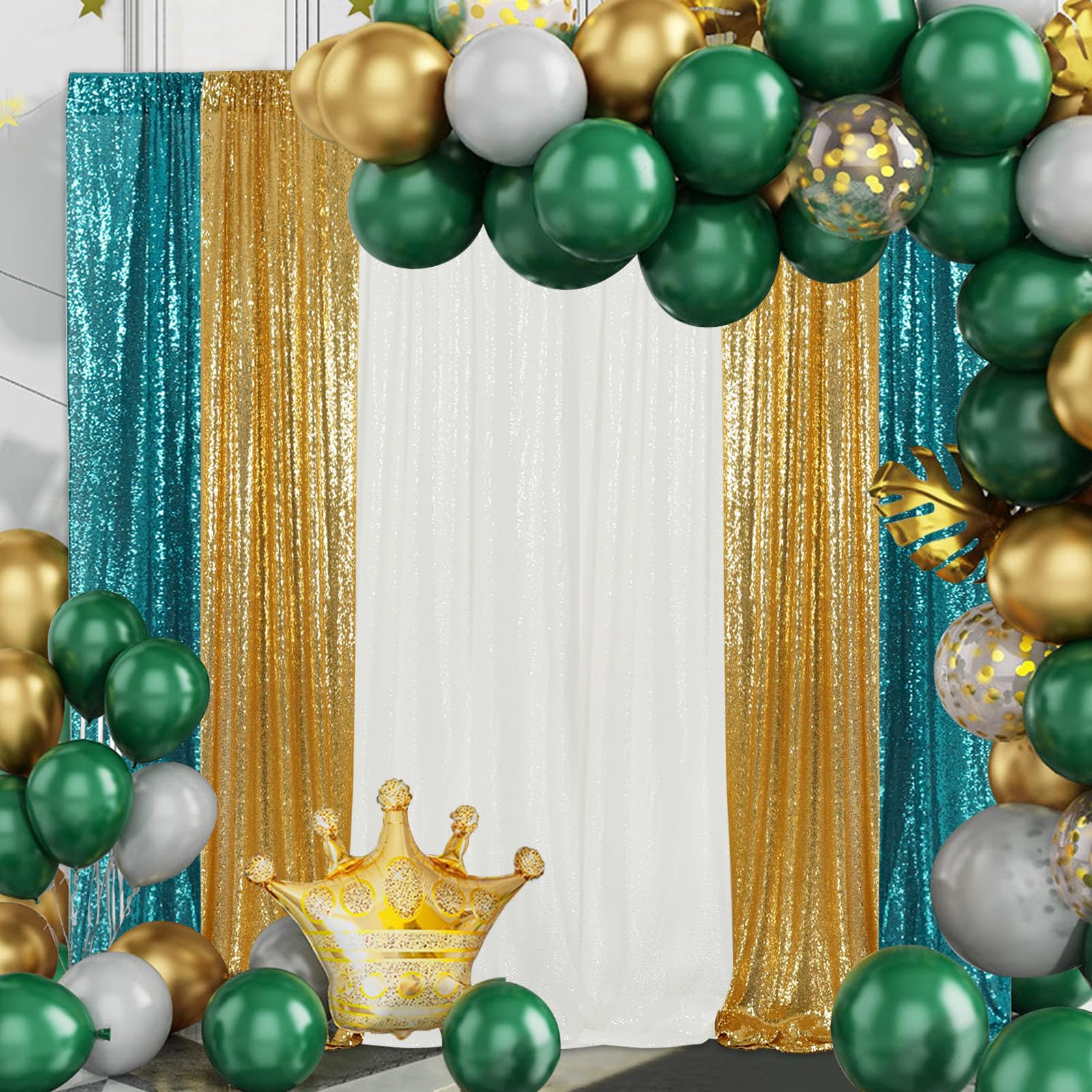 2 Pack Teal Sequin Photography Backdrop - 2ft x 8ft Shimmery Curtain for Wedding Decor, Party Background, Photo Booth & Special Events - Perfect for Birthday Celebrations, Baby Showers & Festive Occasions