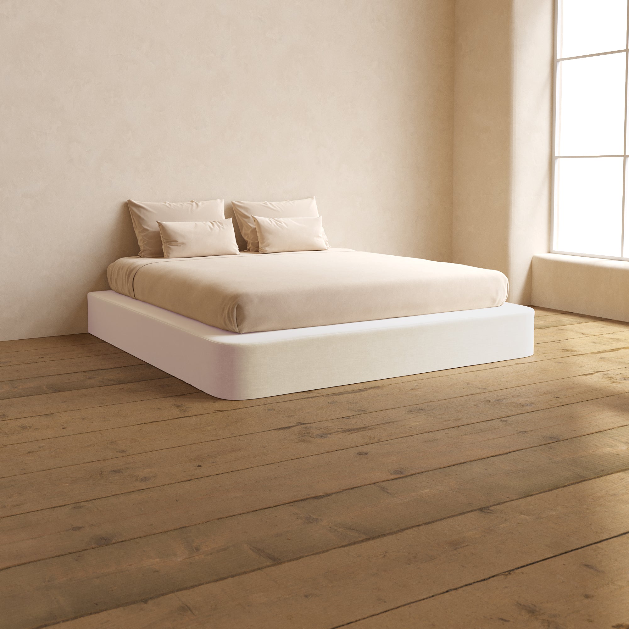King Size Upholstered Platform Bed with Mod Velvet Fabric in Cocoa Brown - Luxurious Bedroom Furniture for Master Suite & Guest Room Decor