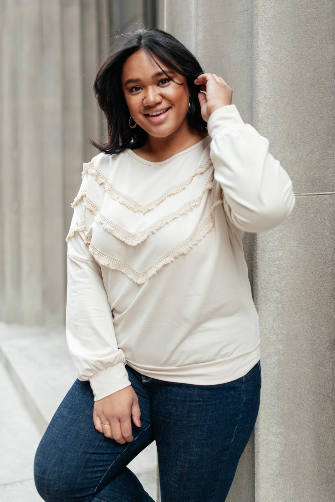 Into The Fringe Beige Top - Trendy Bohemian Blouse for Women | Perfect for Music Festivals, Beach Vacations & Casual Outings