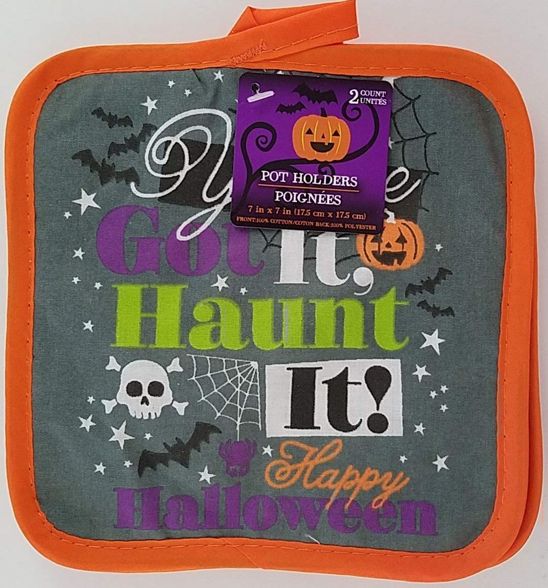 Spooky Halloween Kitchen Linen Towels, Oven Mitts & Pot Holders Set - Haunt It Theme for Cooking, Baking & Holiday Decor