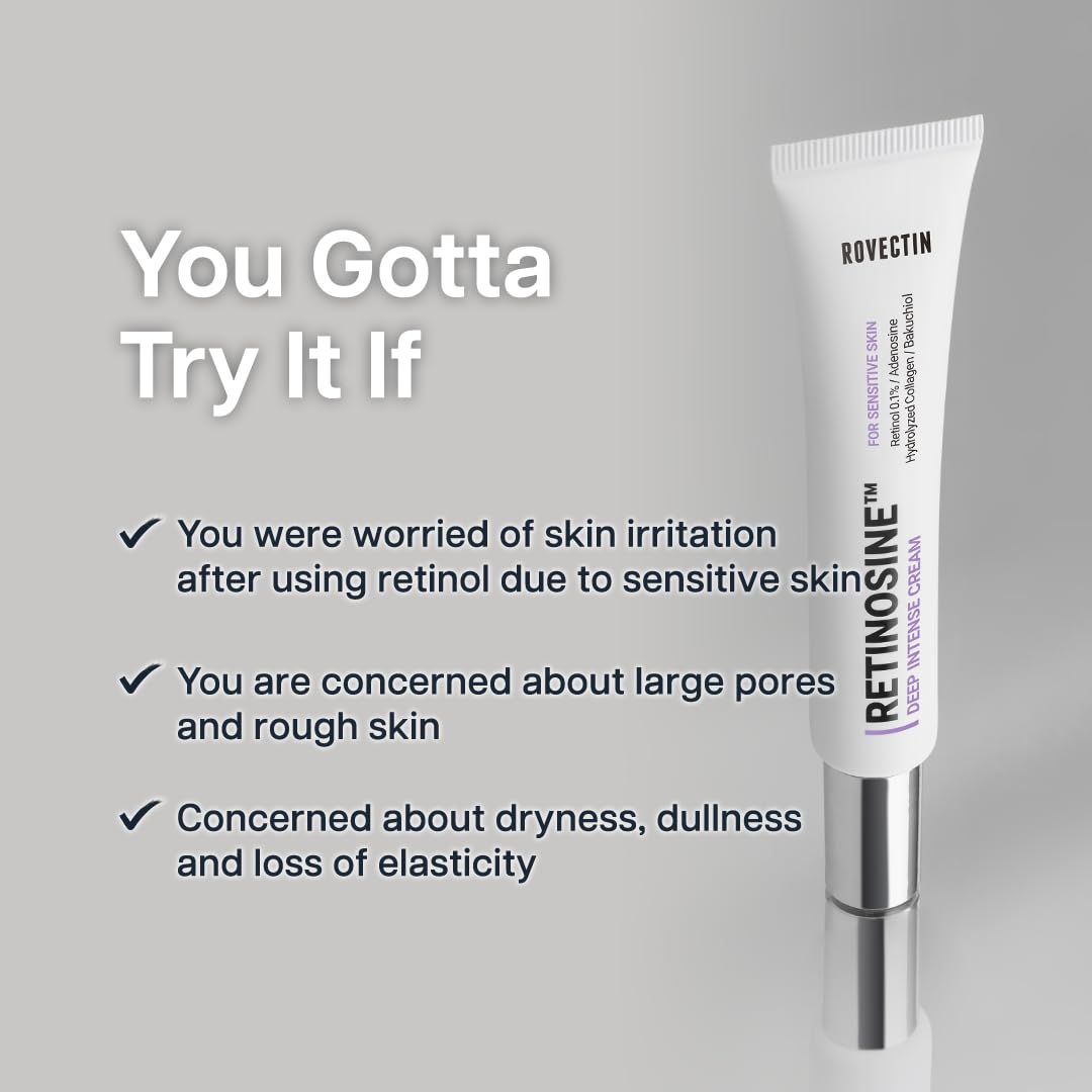 ROVECTIN Retinol Cream 0.15% for Sensitive Skin - Korean Skincare | Night Repair & Anti-Aging