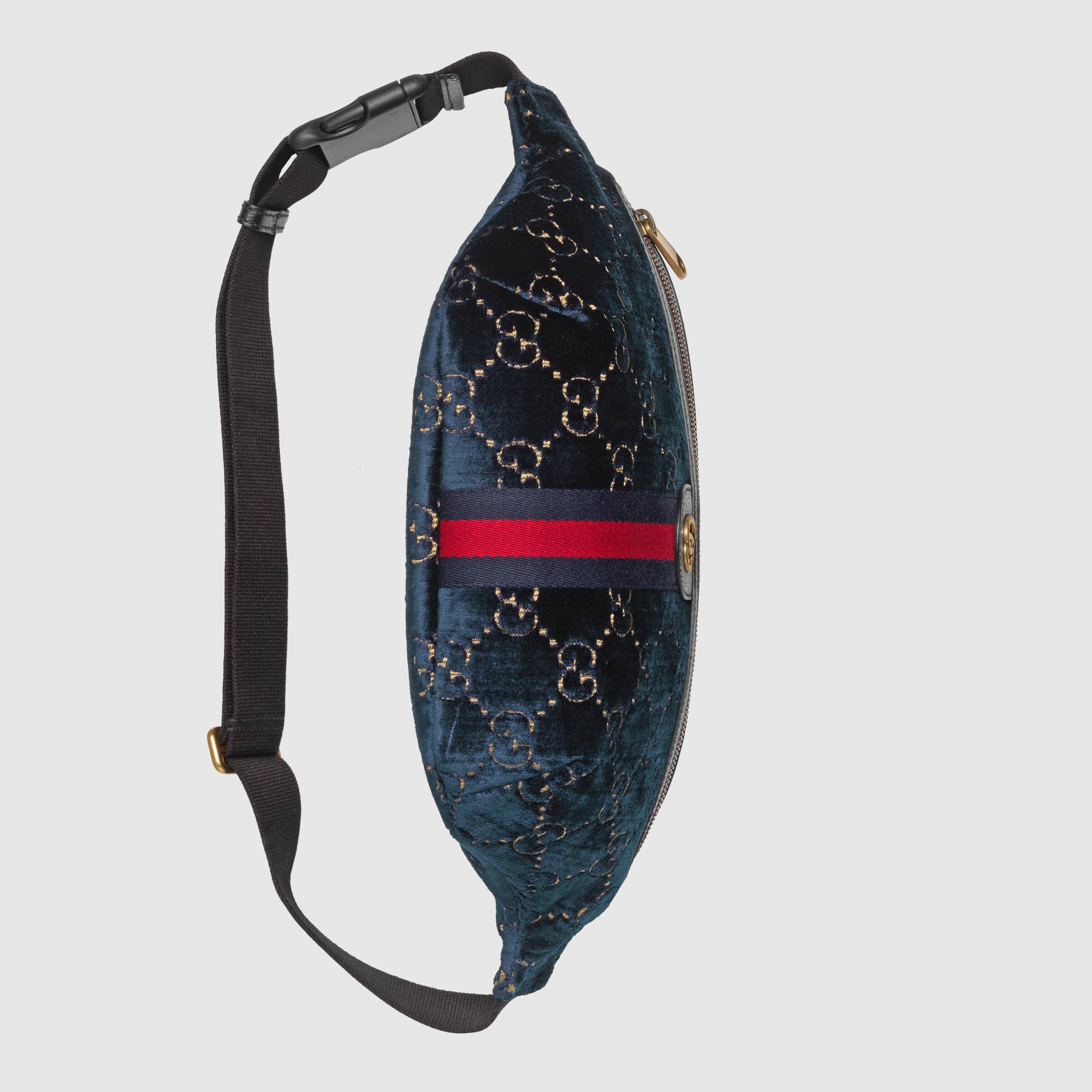 GG Velvet Belt Bag for Women - Dark Blue Crossbody Fanny Pack - Perfect for Travel, Running, and Everyday Use