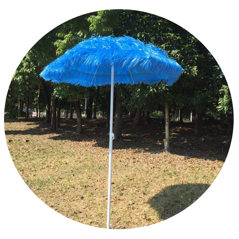 5Ft Tropical Hawaiian Tiki Beach Umbrella - Thatch Design Patio Umbrella for Backyard, Poolside & Garden - UV Protection & Wind Resistant - Perfect for Beach Vacations, Backyard BBQs & Tropical Parties (Blue)
