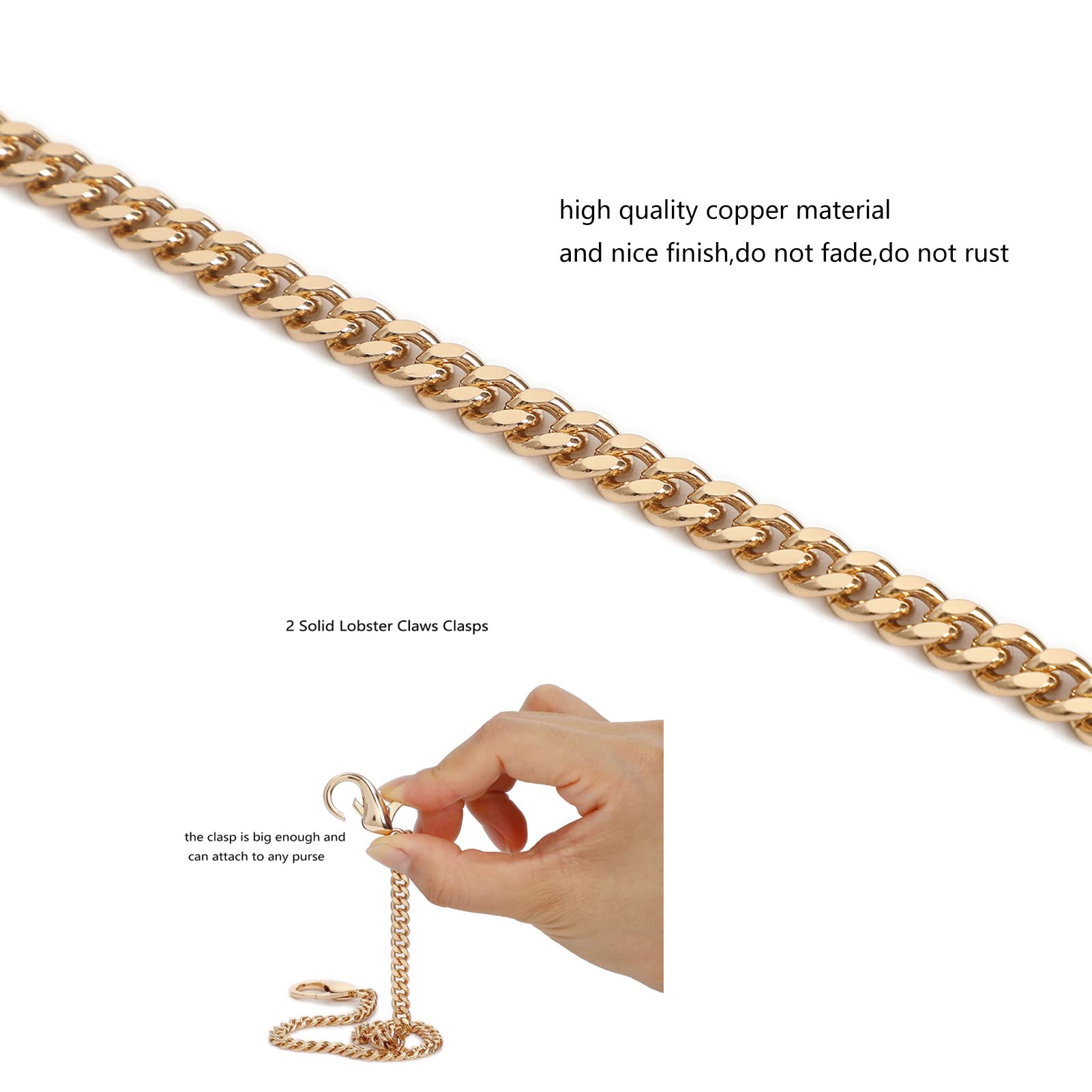 Mini Purse Chain Strap Replacement - 18 Inch Gold Crossbody Shoulder Bag Strap with Charms | Handbag Accessories for Women | Perfect for Everyday Use, Parties & Travel