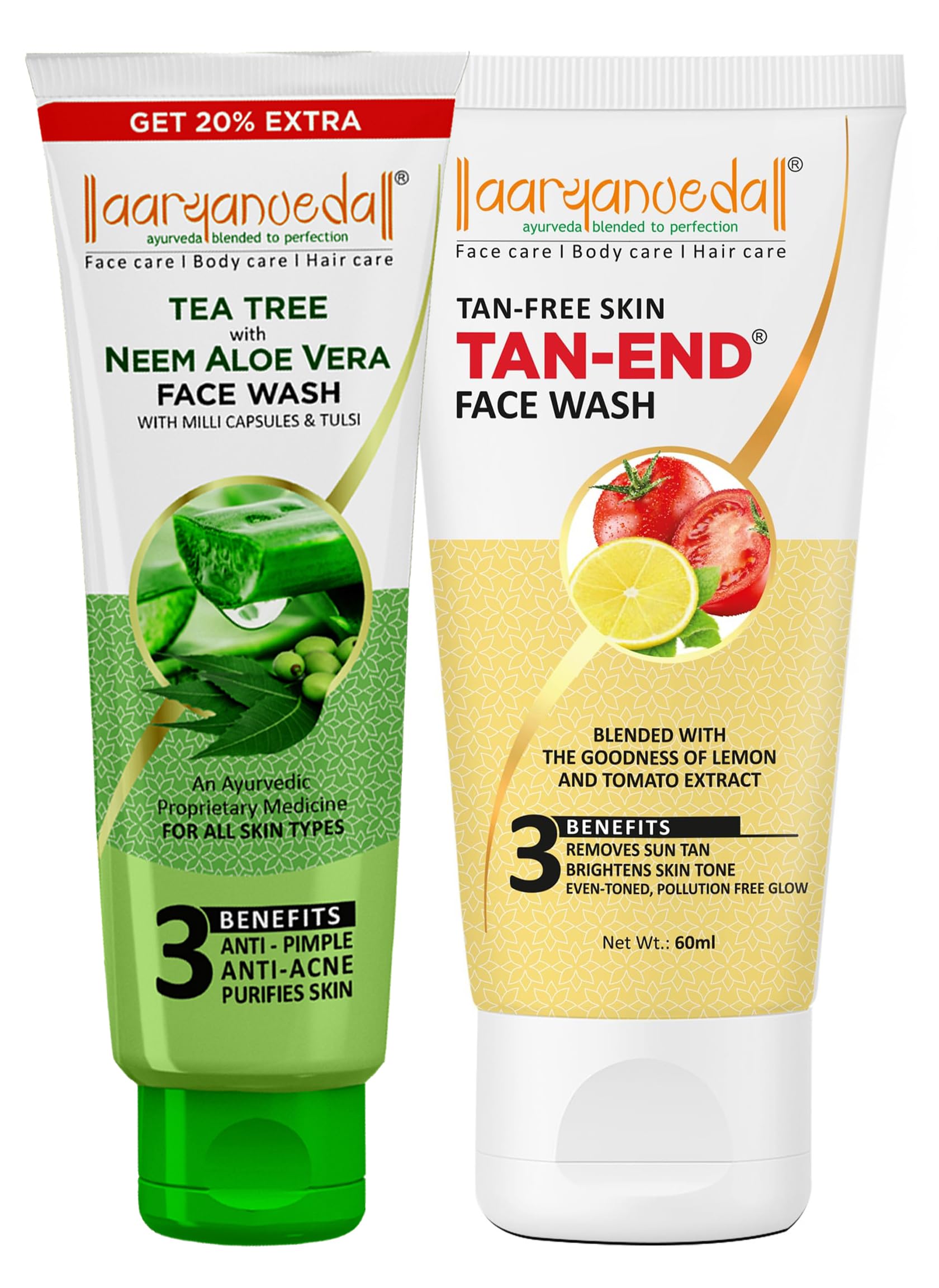 Tea Tree Face Wash with Neem & Aloe Vera Extracts - 120g (Pack of 2) | Acne Treatment & Tan Removal | Gentle Cleansing for Oily & Sensitive Skin - Perfect for Daily Skincare Routine