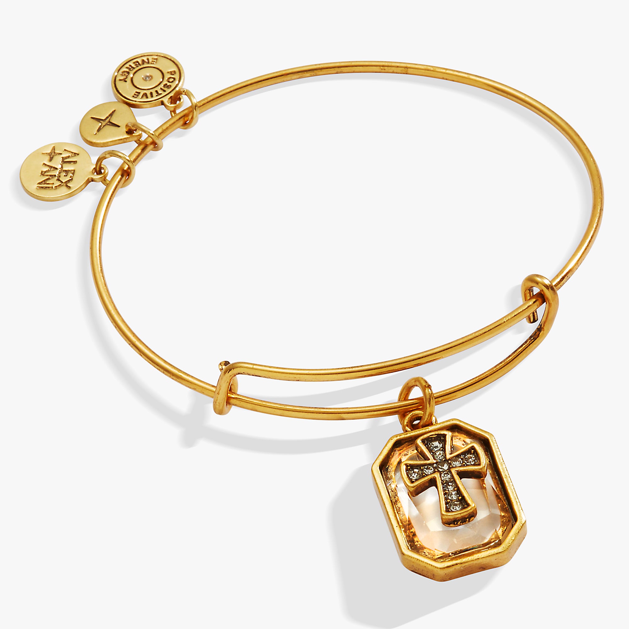Crystal Cross Charm Bangle - Elegant Religious Jewelry for Women | Perfect for Church, Weddings & Everyday Faith-Based Fashion