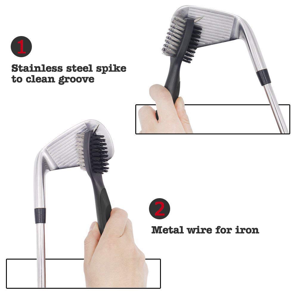 Microfiber Golf Towel with Carabiner & Club Cleaner - Compact Golf Accessories for On-Course Cleaning