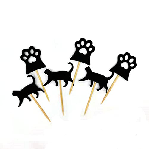 20-Pack Cat Paw Cupcake Toppers for Birthday, Baby Shower & Halloween Parties - Adorable Cat Theme Cake Decorations for Pet Lovers & Themed Celebrations