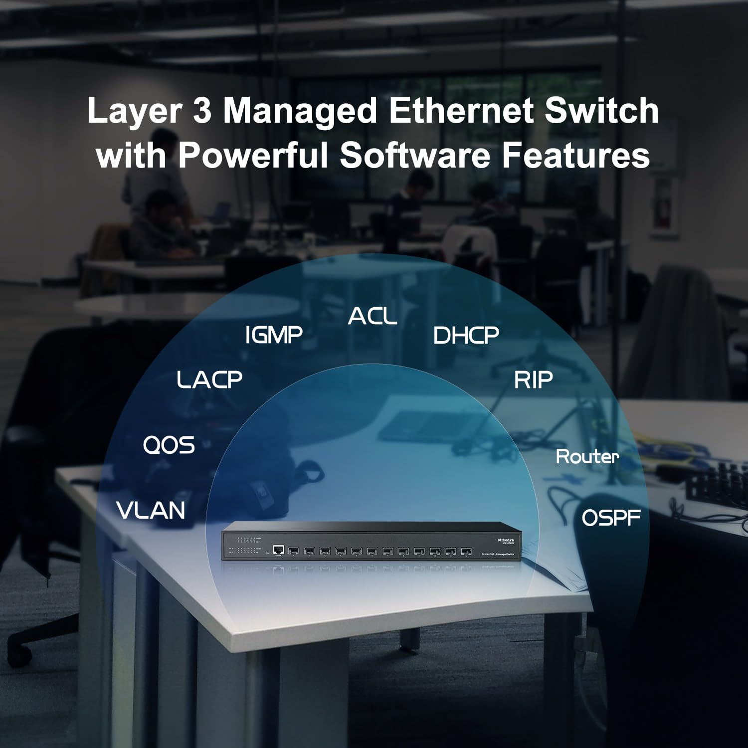 MokerLink 12 Port 10Gbps SFP+ Managed Fiber Switch | 240Gbps Bandwidth | L3 Managed | Supports 1G/10G SFP+ Modules | Ideal for Data Centers, Enterprise Networks & High-Speed Internet Connectivity