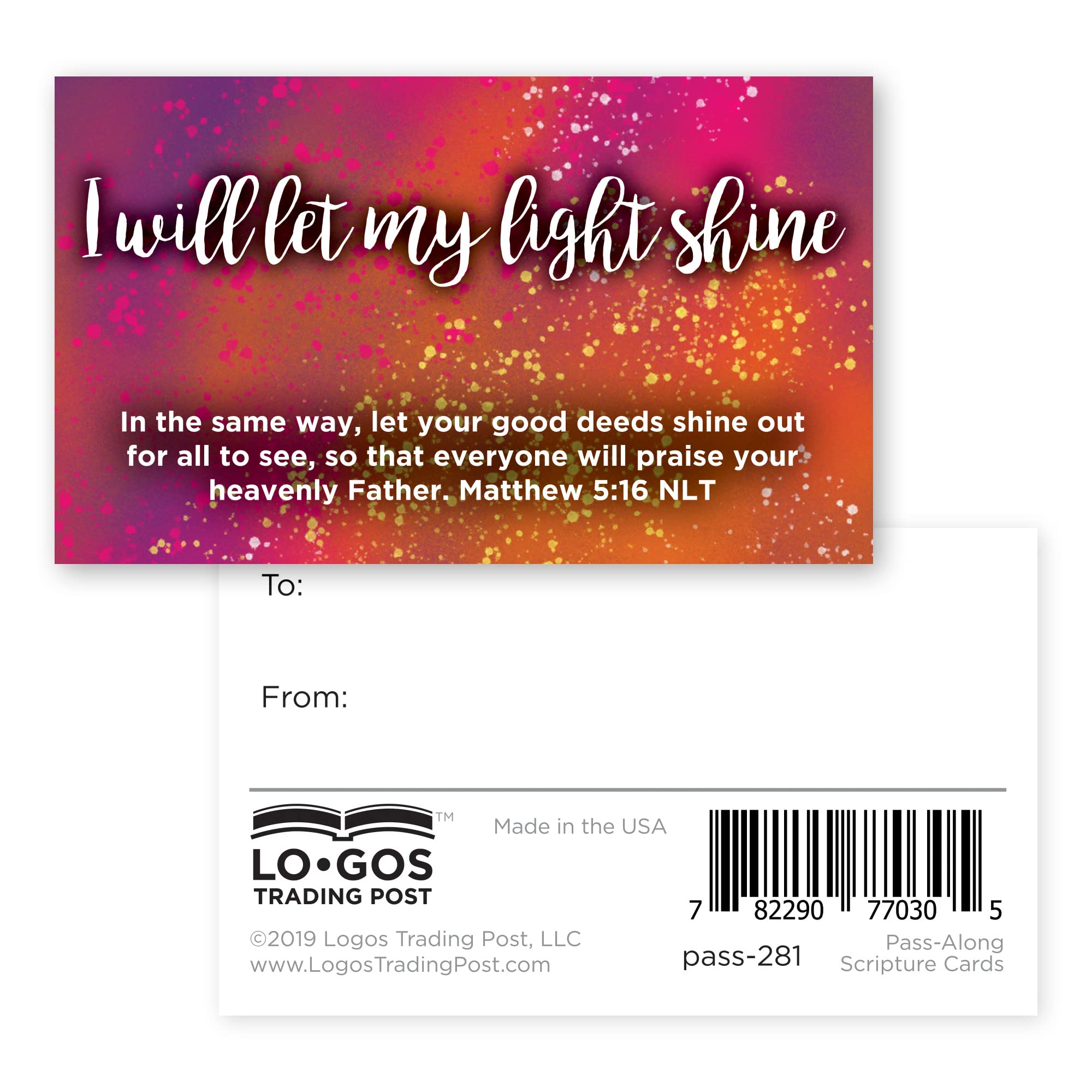 Bulk Pack of 25 Christian Affirmation Scripture Cards for Kids - Matthew 5:16 'Let Your Light Shine' Bible Memory Verse Cards | Perfect for Children's Church, Sunday School, Youth Ministry & Daily Devotional Encouragement