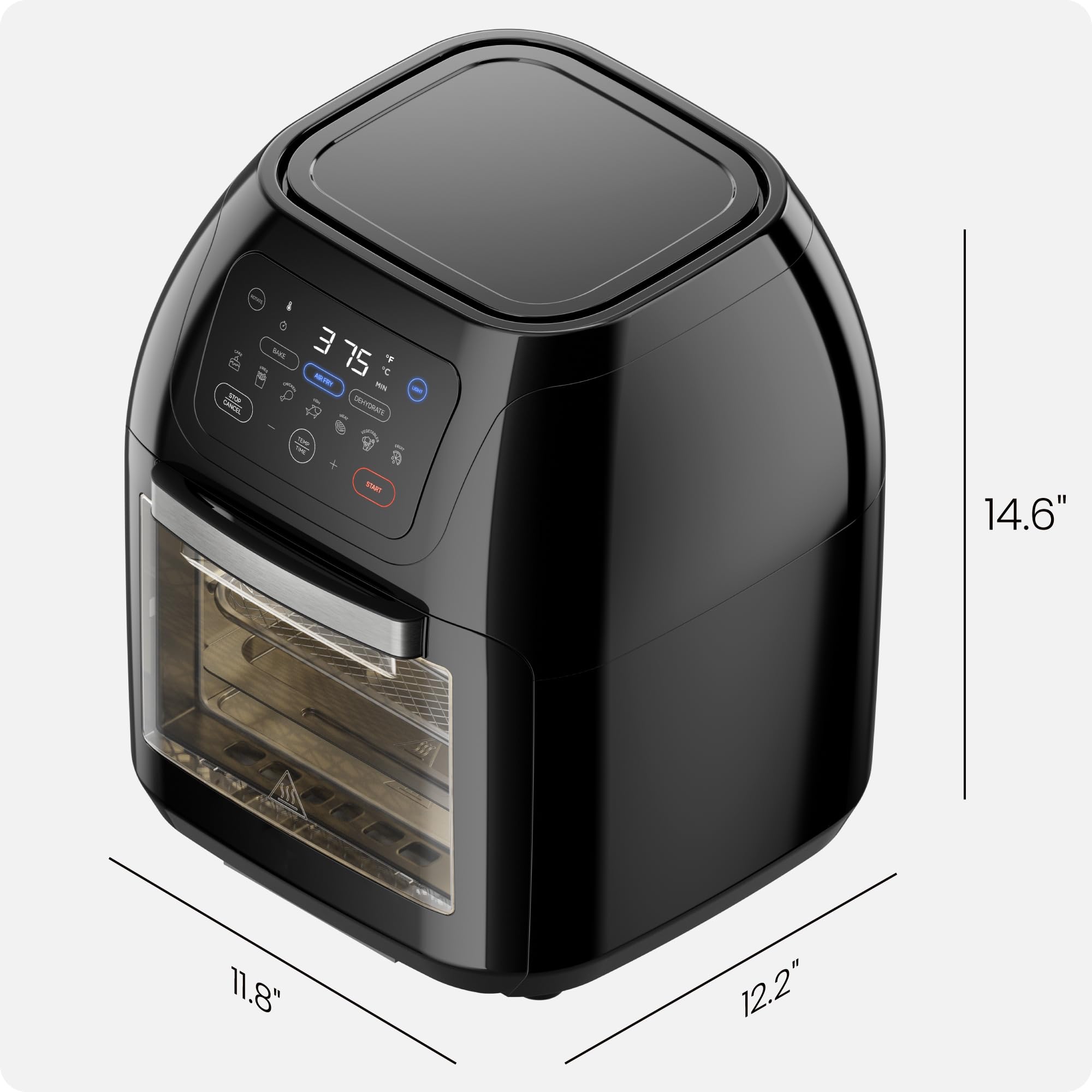 CHEFMAN 10L XL Digital Air Fryer with Rotisserie & Dehydrator - 17-in-1 Multifunctional Convection Oven for Baking, Roasting, Frying | Large View Window, Auto Shutoff | Perfect for Family Cooking, Meal Prep & Healthy Eating