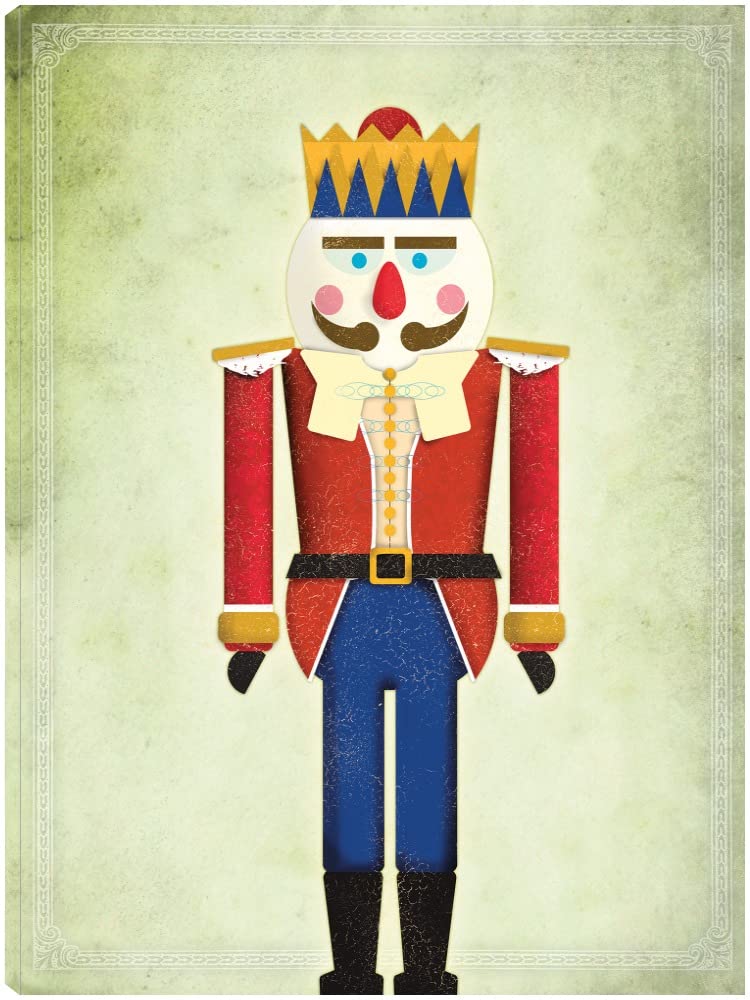 ARTLY Nutcracker Fine Art Canvas Wall Decor - 42x56 Inches - Ready to Hang Painting for Living Room, Bedroom, Office & More - Perfect Christmas Holiday Home Decor Gift