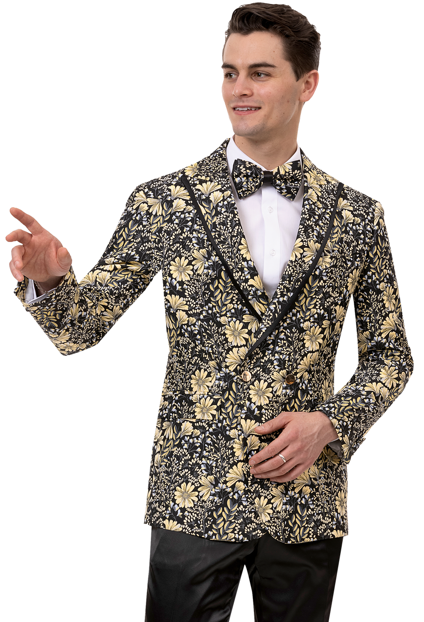 EJ Samuel Black & Gold Blazer J160 - Elegant Formal Jacket for Business Meetings & Evening Events