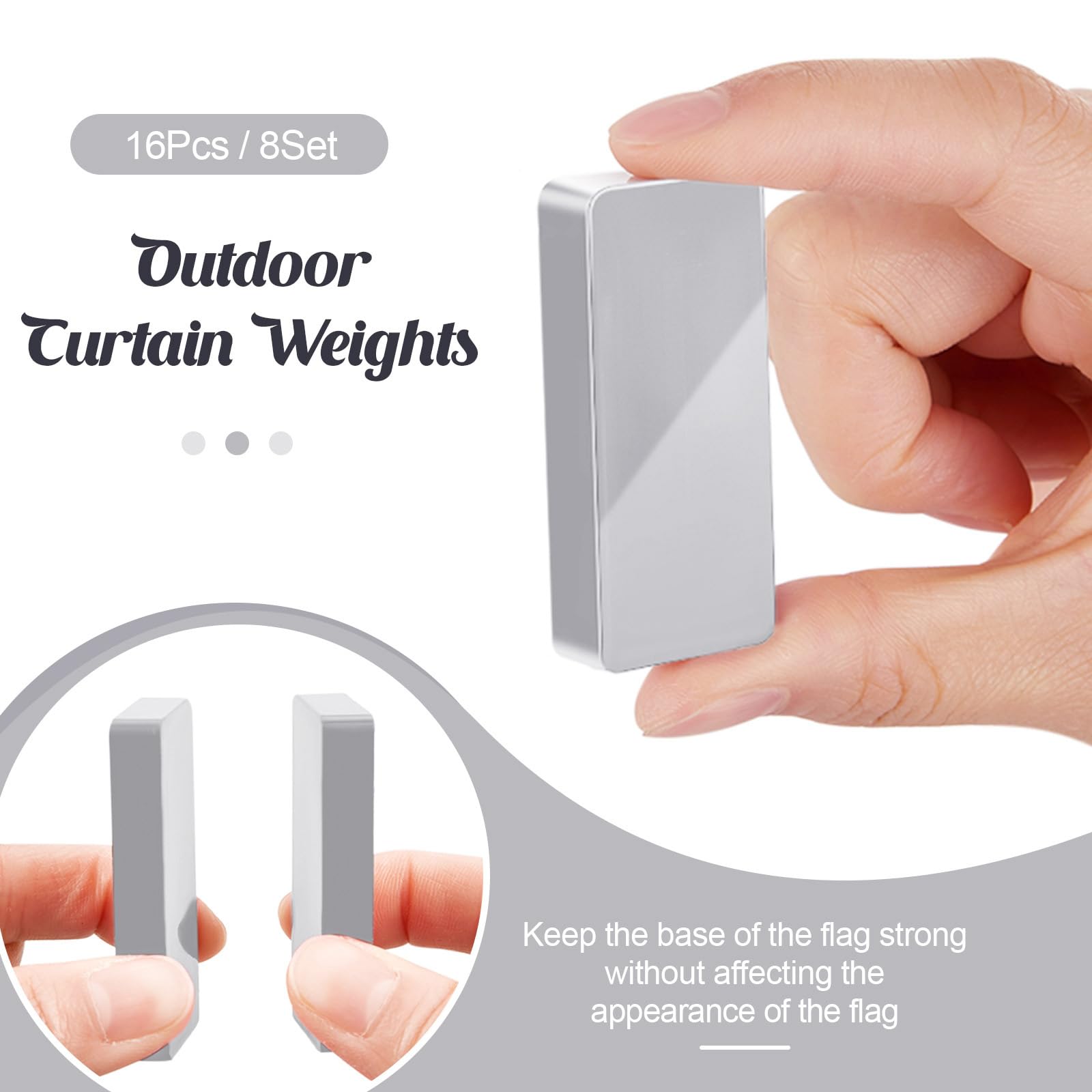 16-Piece Waterproof Magnetic Curtain Weights for Outdoor, Bathroom & Shower - Windproof Drapery Weights for Home Decor, Liners, Flags & Tablecloths (Gray) - Perfect for Patio, Beach & Camping Use
