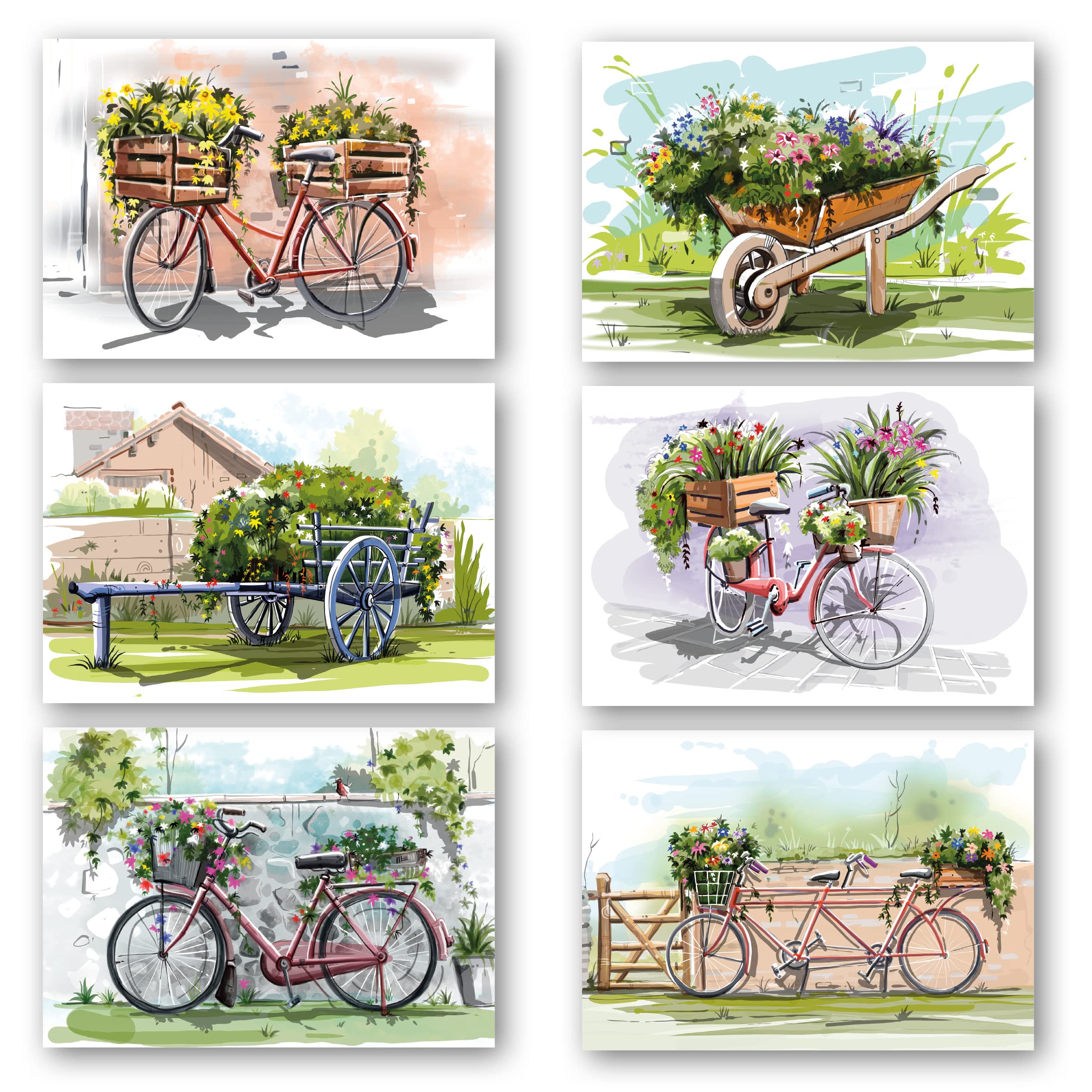 Absolutely Yours Greeting Cards - Pack of 12 Blank Note Cards with 6 Unique Bike Designs | Eco-Friendly Recycled Paper with Envelopes & Gift Box | Perfect for Birthdays, Thank You Notes & Cycling Enthusiasts