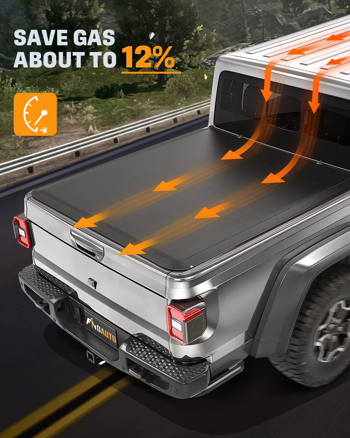 FINDAUTO Soft Roll Up Truck Bed Tonneau Cover for Toyota Tacoma 2016-2021 - Fleetside 5FT Bed | Waterproof & Durable Pickup Truck Accessory for Cargo Protection & Improved Fuel Efficiency