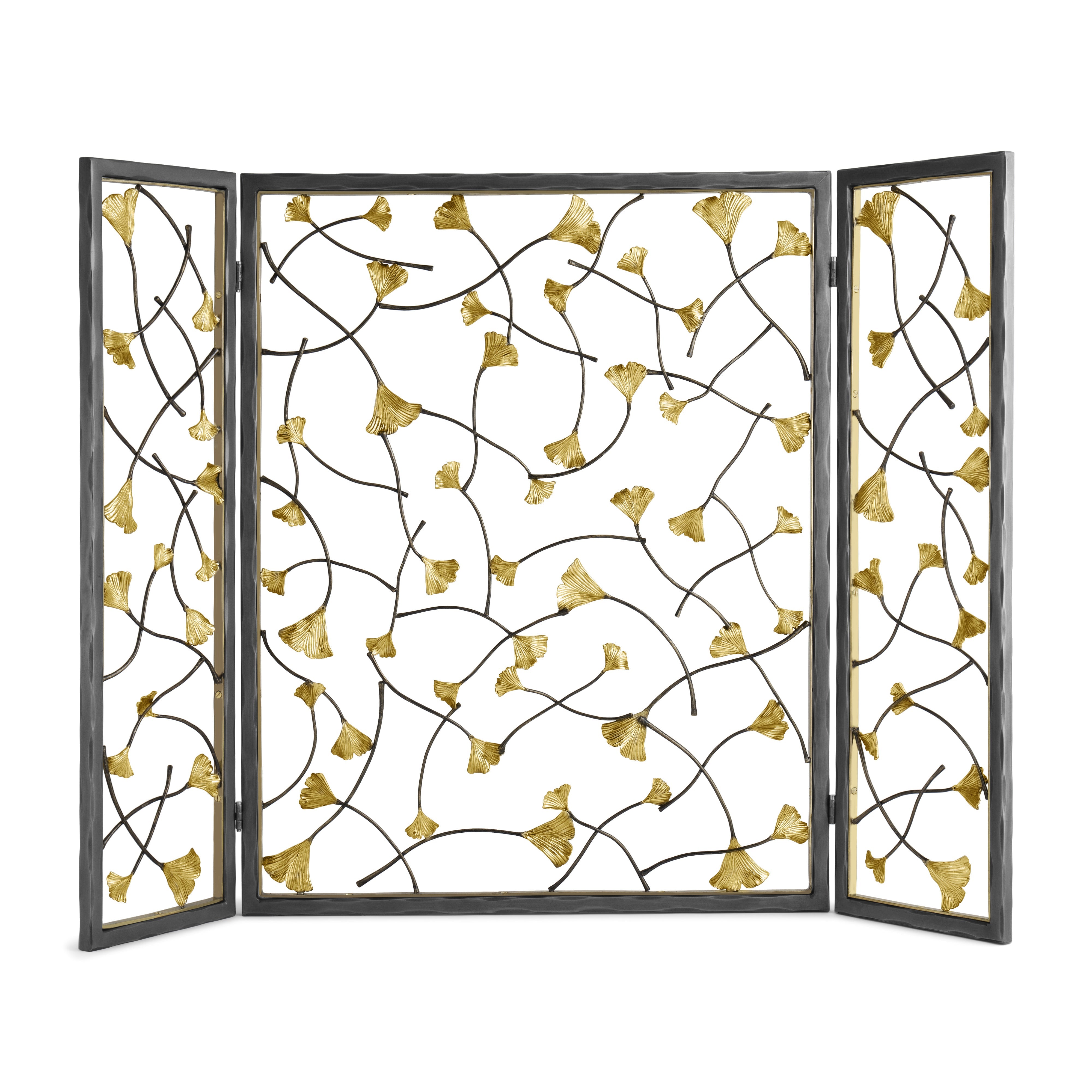 Golden Ginkgo Decorative Fireplace Screen - Elegant Handcrafted Metal Fireplace Cover for Home Decor - Perfect for Living Room, Bedroom, and Winter Fireplace Safety