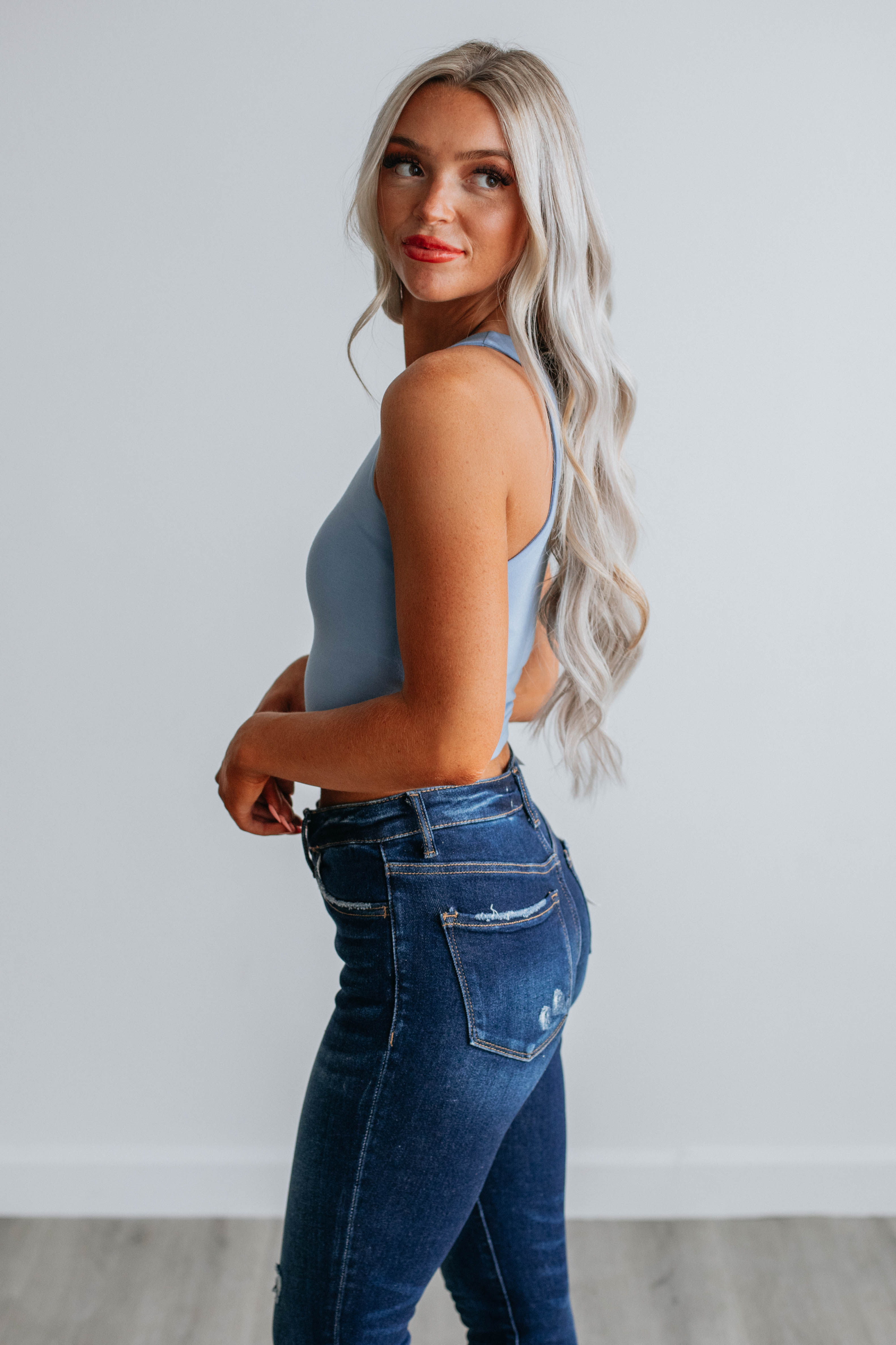 Angelina Basic Tank Top for Women - Soft Cotton Comfort Fit Casual Wear - Powder Blue - Perfect for Summer, Yoga, and Layering