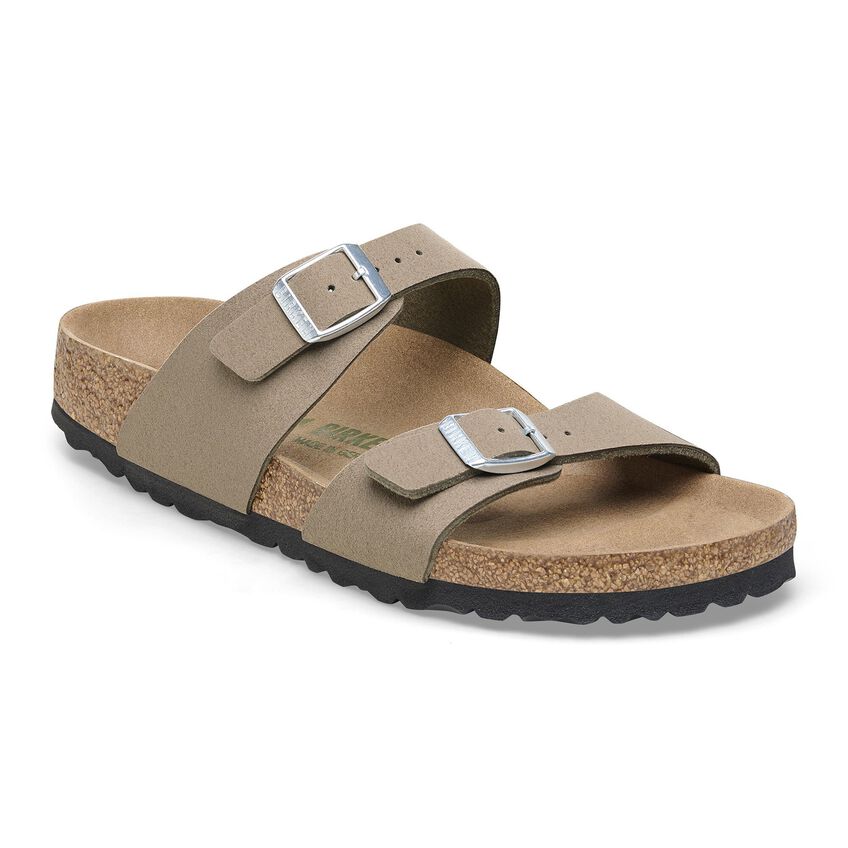 Birkenstock Sydney Vegan Sandals in Gray Taupe - Comfortable & Stylish Vegan Leather Slides for Women - Perfect for Casual Wear, Beach, and Everyday Comfort
