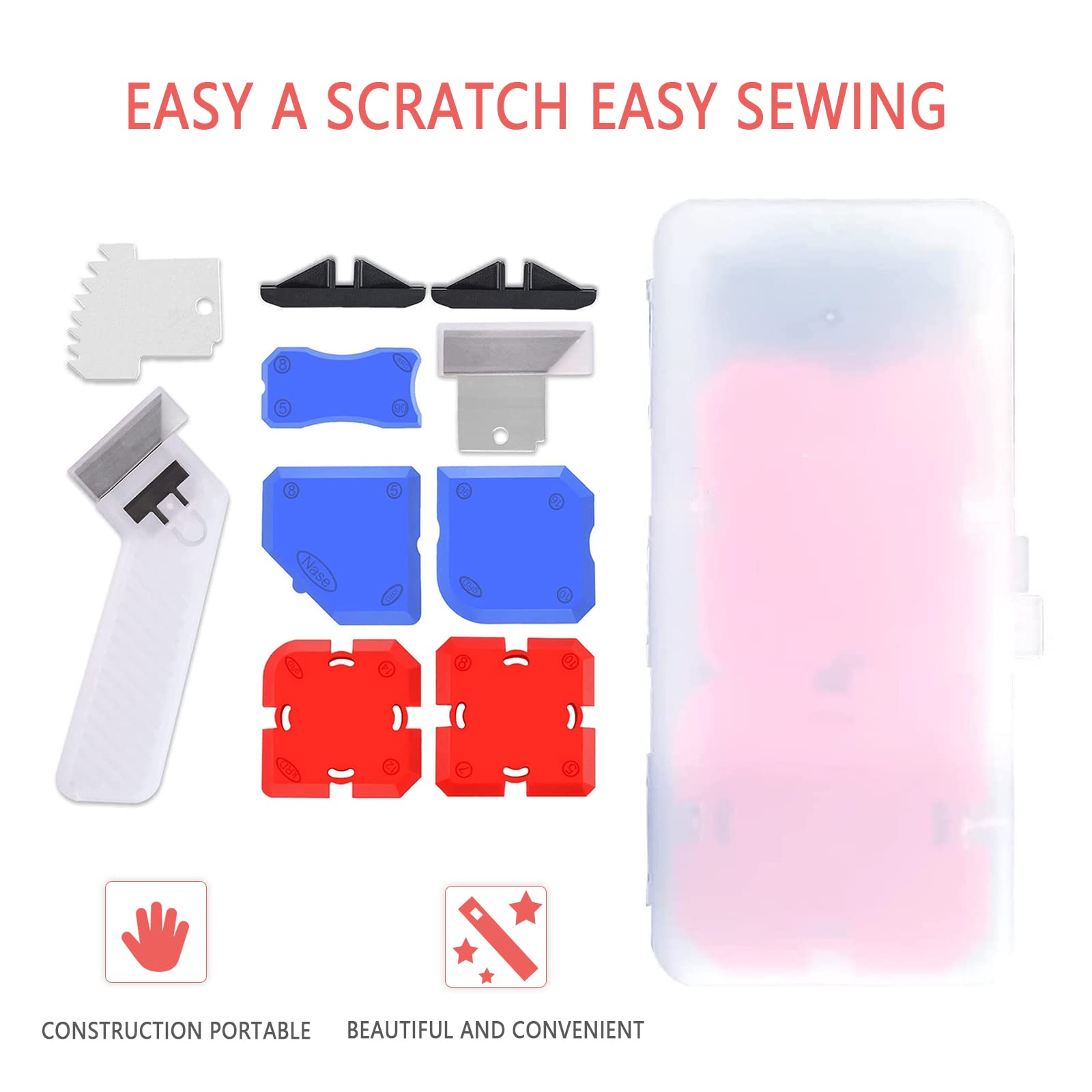 11-Piece Professional Caulking Tool Kit with Sealant Finishing Tools - Easy Silicone Caulking Guides, Caulk Removal & Fill Tools - Perfect for Bathroom, Kitchen & Window Sealing Projects
