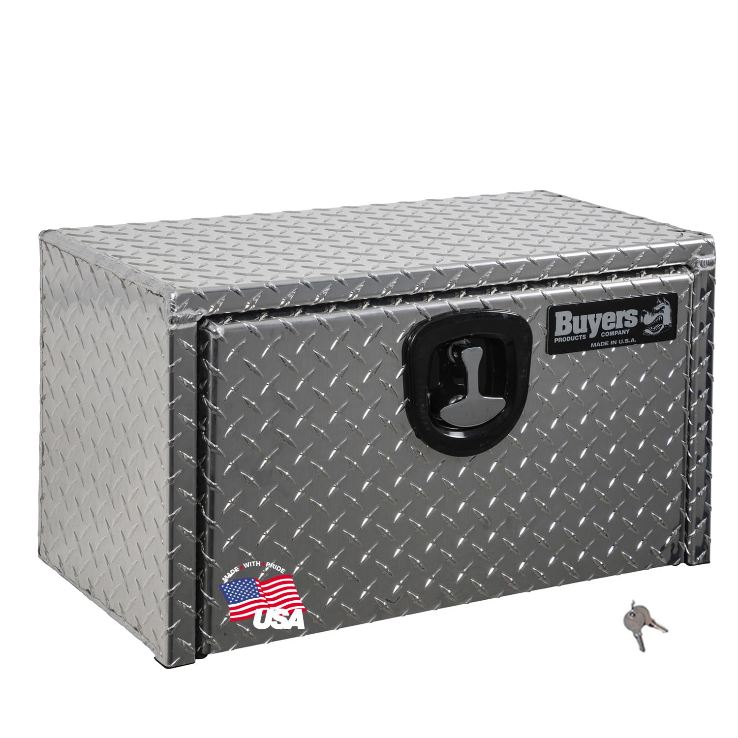 Diamond Tread Aluminum Underbody Truck Tool Box with Compression Latch - 14x16x24 Inch | Heavy Duty USA-Made Truck Storage Box for Tools & Equipment | Perfect for Work Trucks, Contractors & Off-Road Vehicles