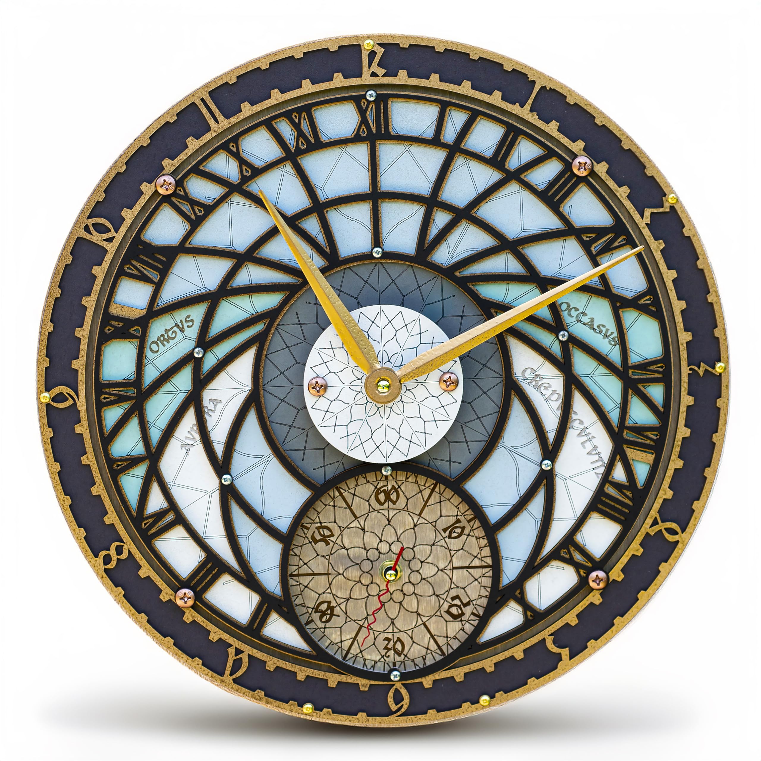 Handcrafted Large Wooden Wall Clock - Vintage Astronomical Wizard Tower Design for Home, Kitchen, Living Room & Office Decor - Unique Historical Art Piece - Perfect Gift for Housewarming, Birthday & Christmas