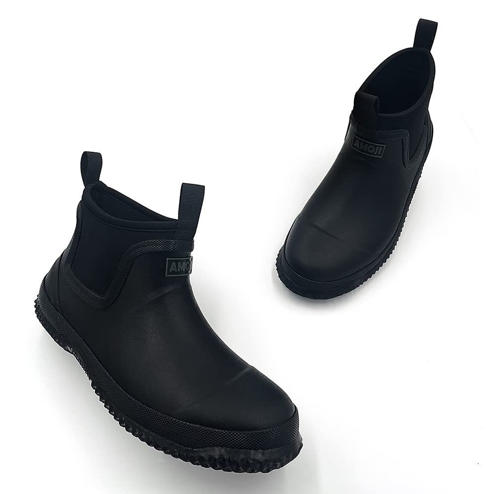 Amoji Men's Waterproof Rubber Rain Boots - Non-Slip Fishing & Deck Shoes for Outdoor Work, Hiking & Gardening (KL1000) - Ideal for Wet Weather, Yard Work & Outdoor Adventures